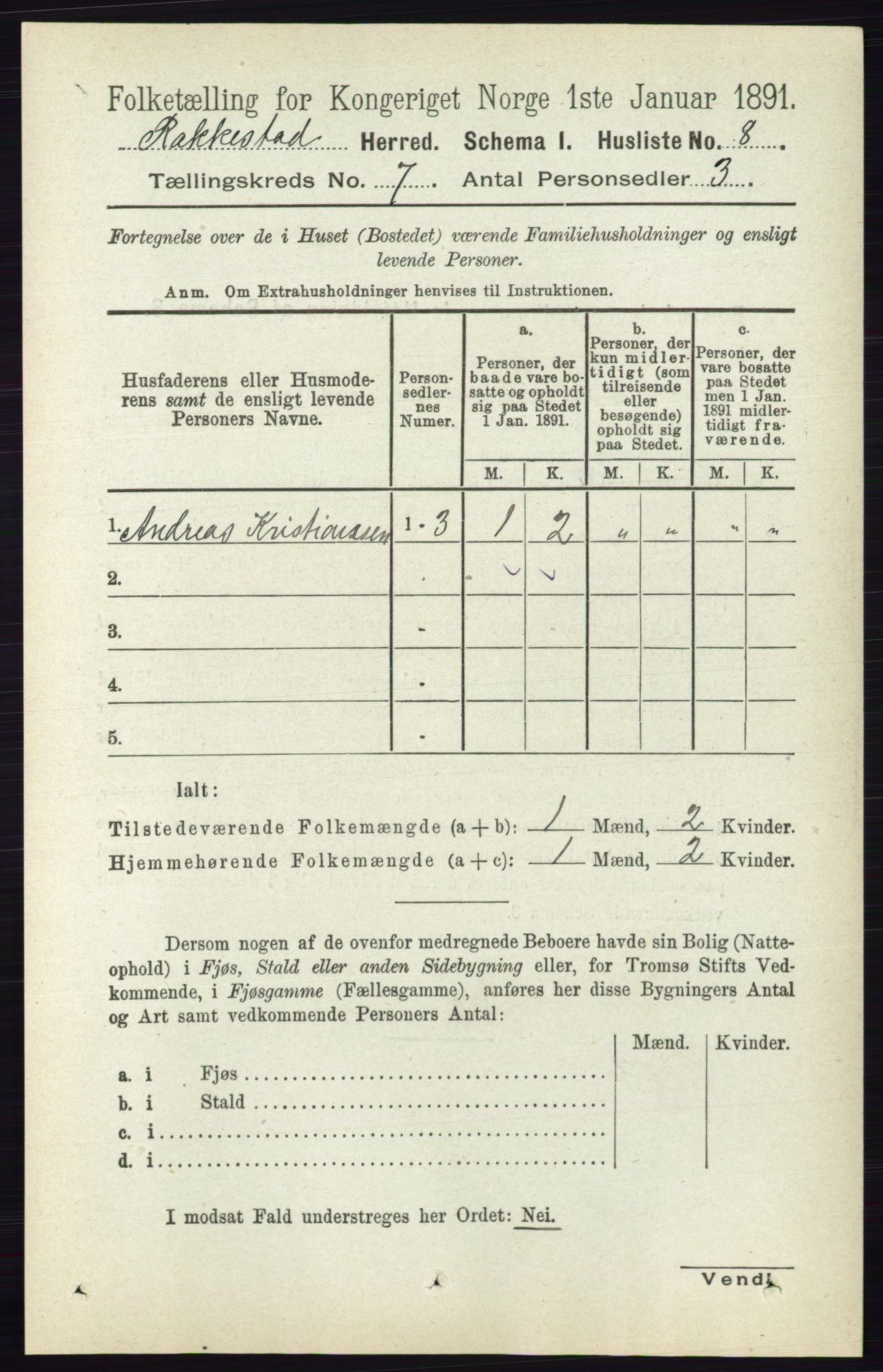 RA, 1891 census for 0128 Rakkestad, 1891, p. 3051