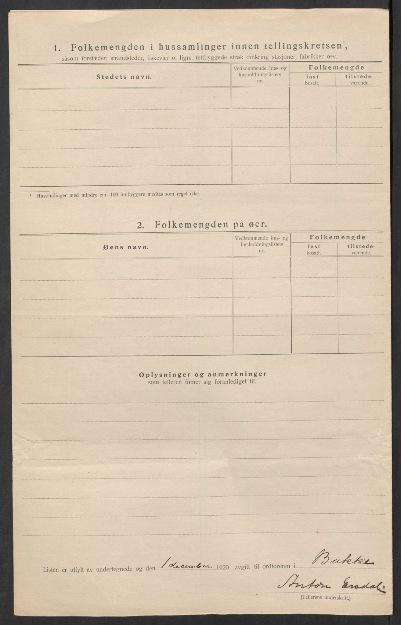 SAK, 1920 census for Bakke, 1920, p. 35