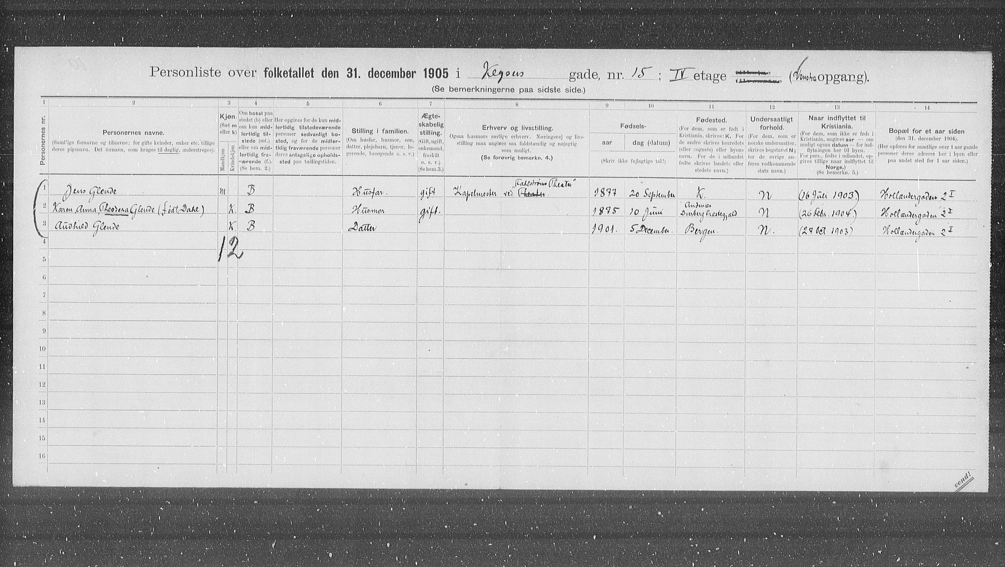 OBA, Municipal Census 1905 for Kristiania, 1905, p. 25942