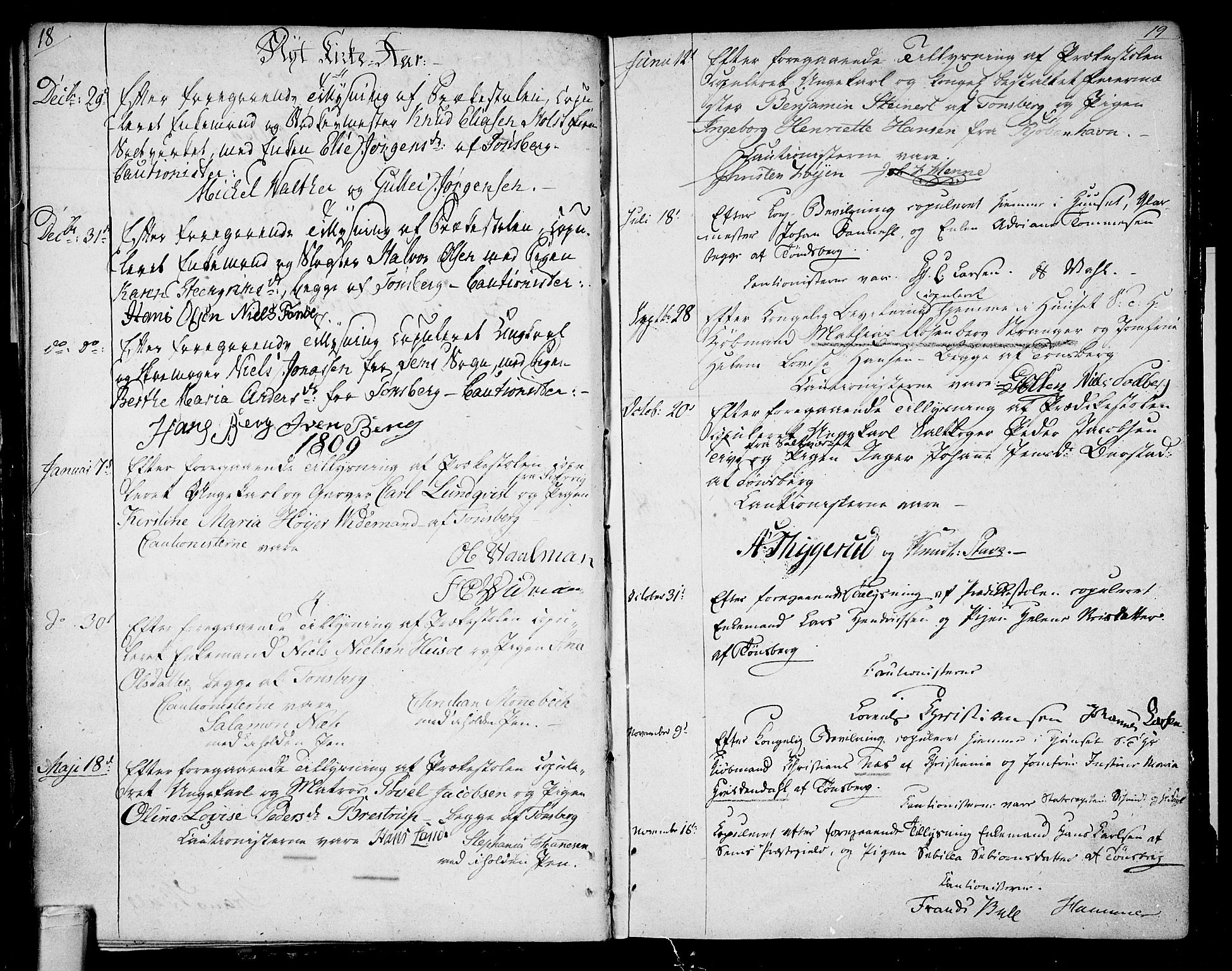 Tønsberg kirkebøker, AV/SAKO-A-330/F/Fa/L0003: Parish register (official) no. I 3, 1797-1814, p. 18-19