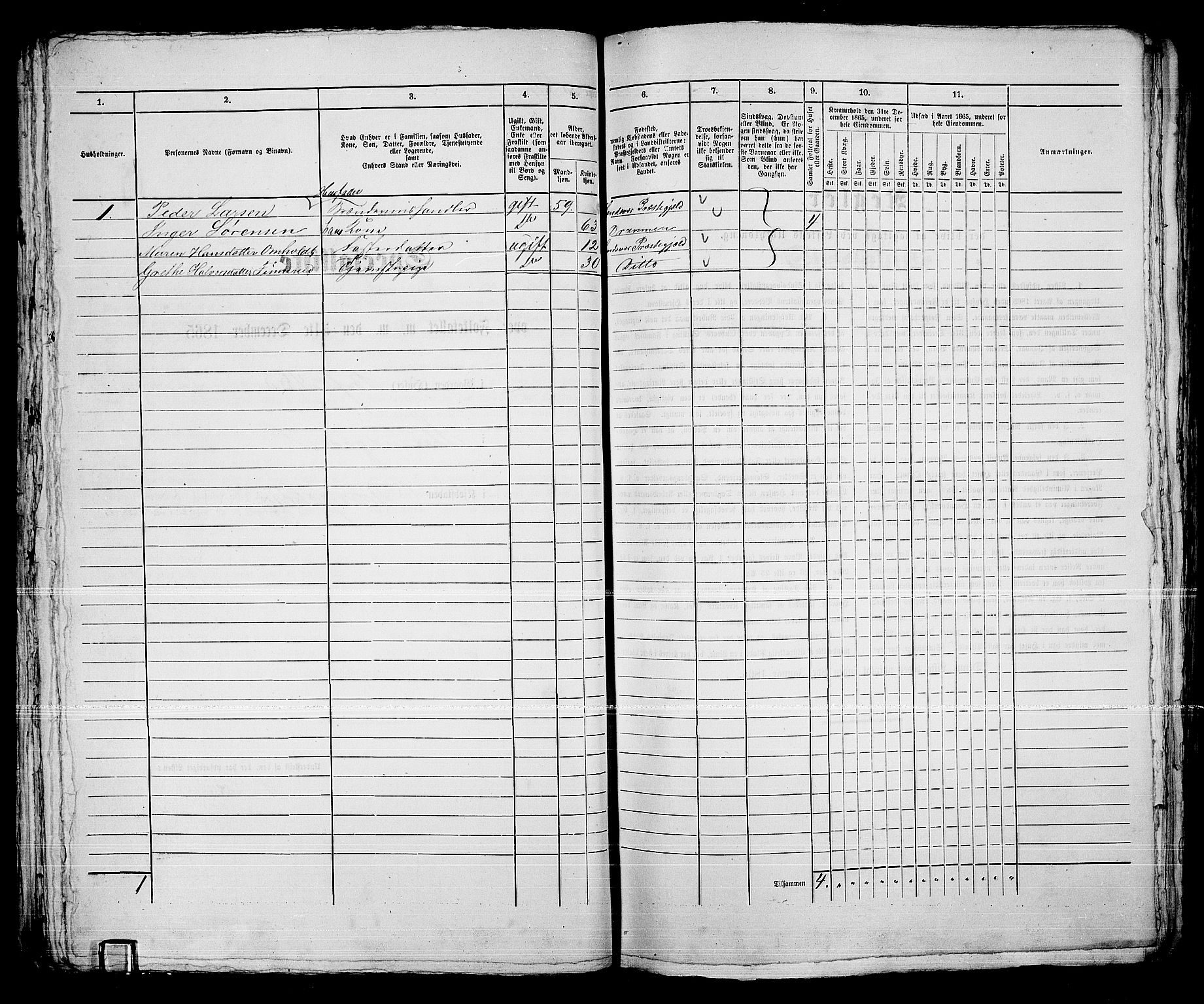 RA, 1865 census for Kongsberg/Kongsberg, 1865, p. 1095