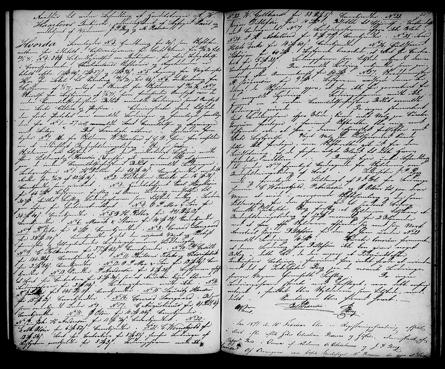Skien byfogd, AV/SAKO-A-219/H/Hd/L0010: Skifteforhandlingsprotokoll, 1862-1880, p. 506-507