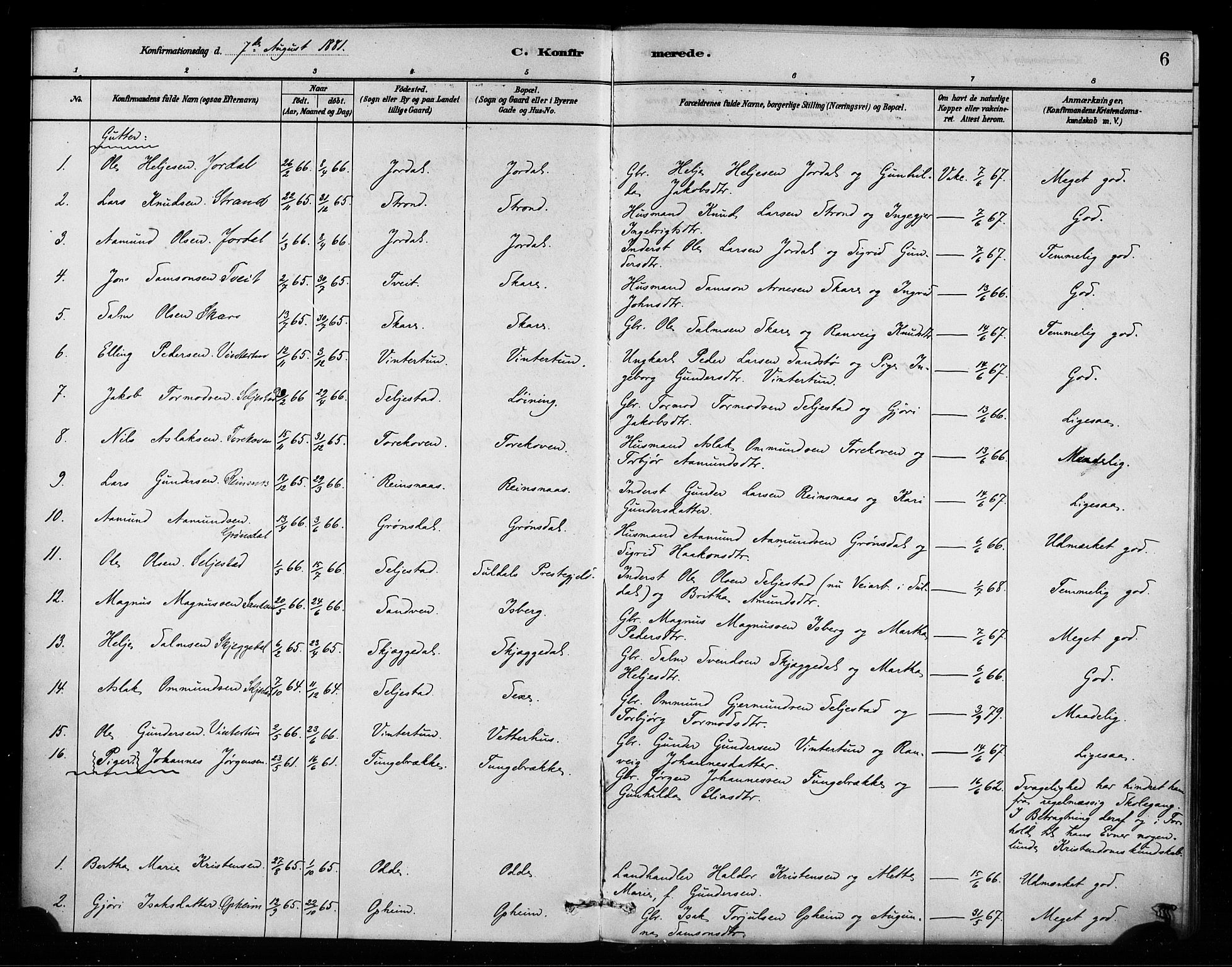 Odda Sokneprestembete, SAB/A-77201/H/Haa: Parish register (official) no. A 2, 1880-1915, p. 6