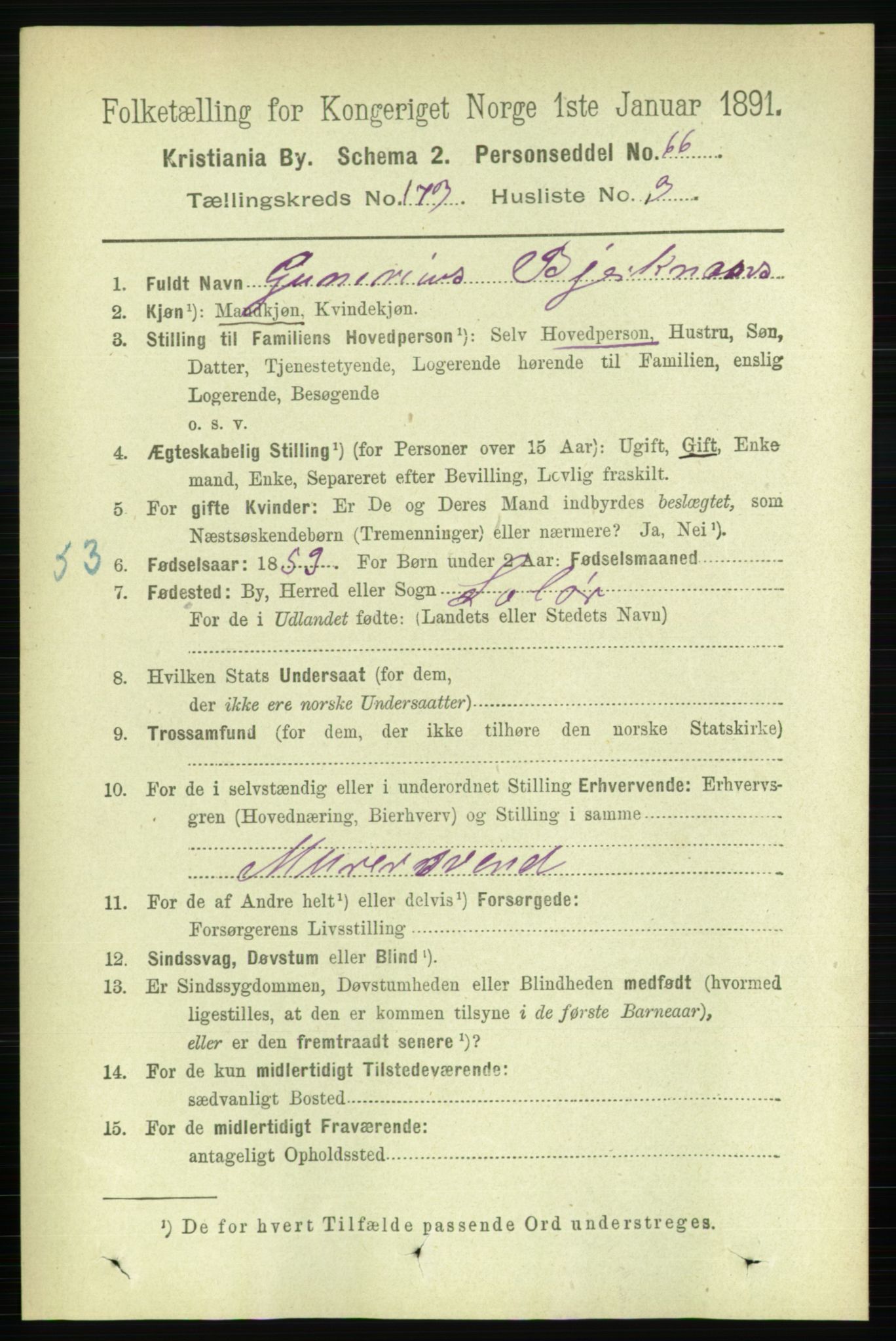 RA, 1891 census for 0301 Kristiania, 1891, p. 102932