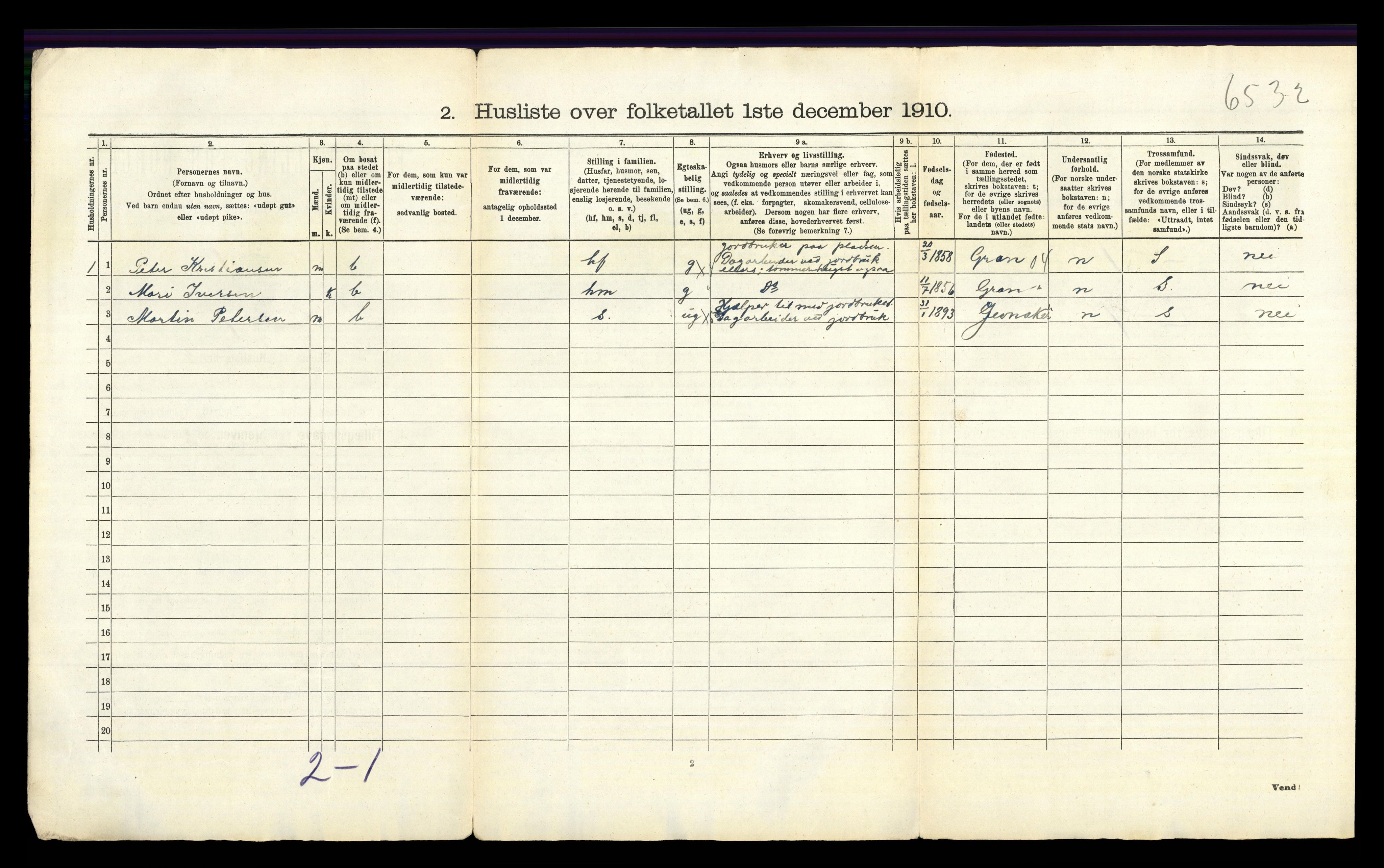 RA, 1910 census for Lunner, 1910, p. 49