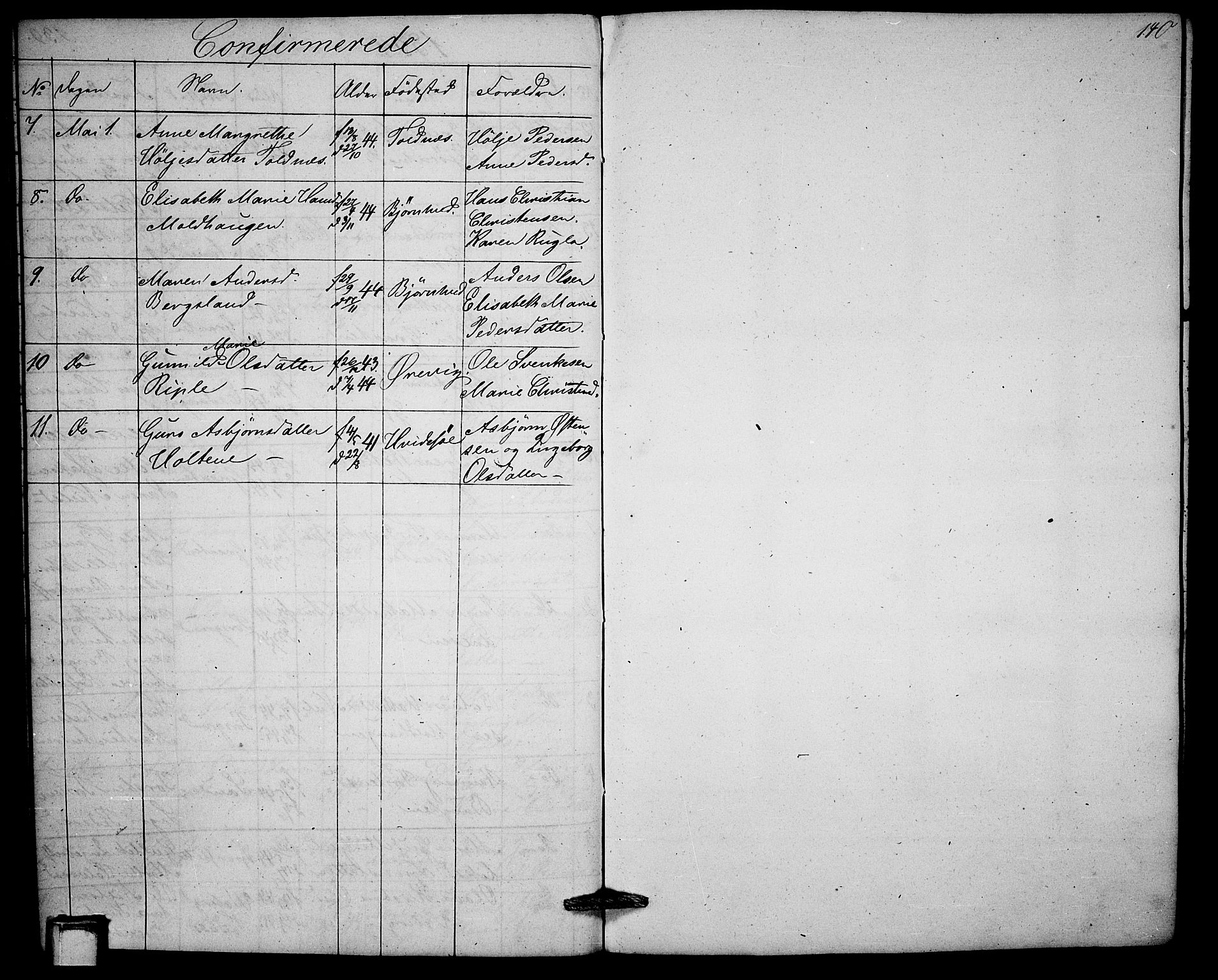Solum kirkebøker, SAKO/A-306/G/Ga/L0003: Parish register (copy) no. I 3, 1848-1859, p. 140