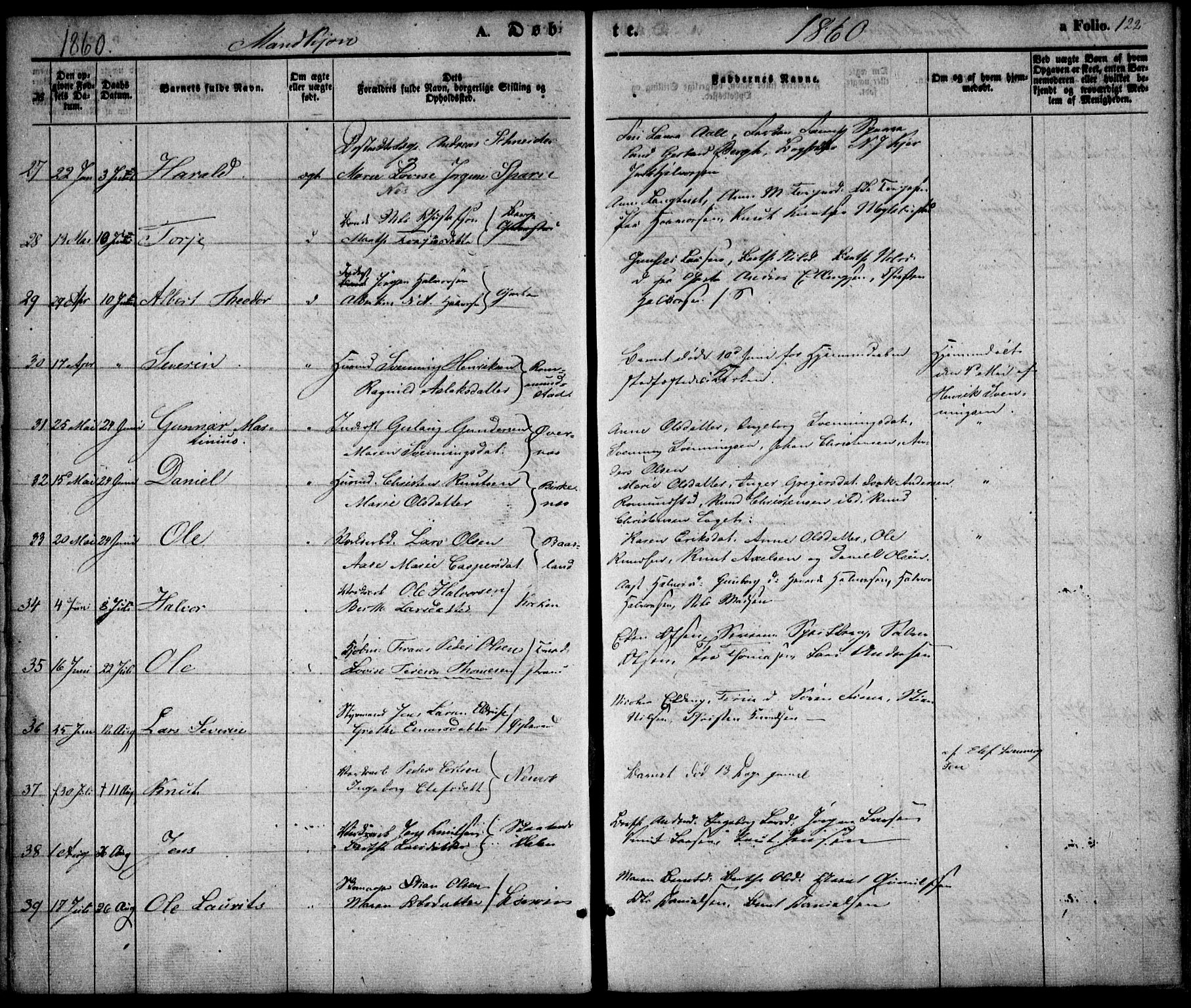 Holt sokneprestkontor, AV/SAK-1111-0021/F/Fa/L0008: Parish register (official) no. A 8, 1849-1860, p. 122