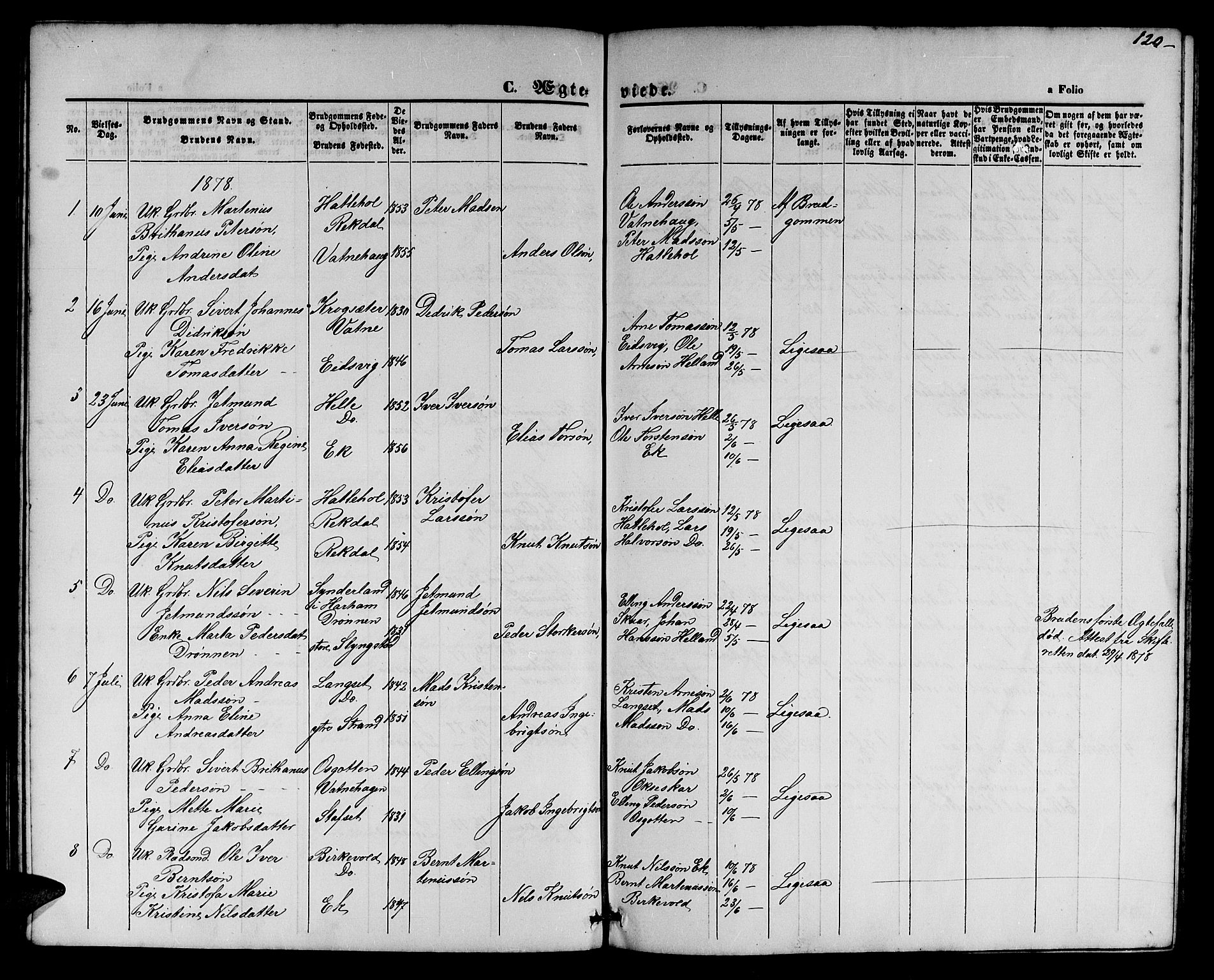 Ministerialprotokoller, klokkerbøker og fødselsregistre - Møre og Romsdal, AV/SAT-A-1454/525/L0375: Parish register (copy) no. 525C01, 1865-1879, p. 120