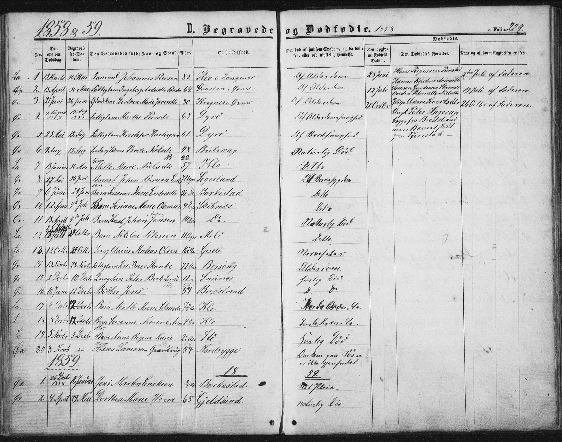 Ministerialprotokoller, klokkerbøker og fødselsregistre - Nordland, SAT/A-1459/893/L1333: Parish register (official) no. 893A06, 1858-1866, p. 229