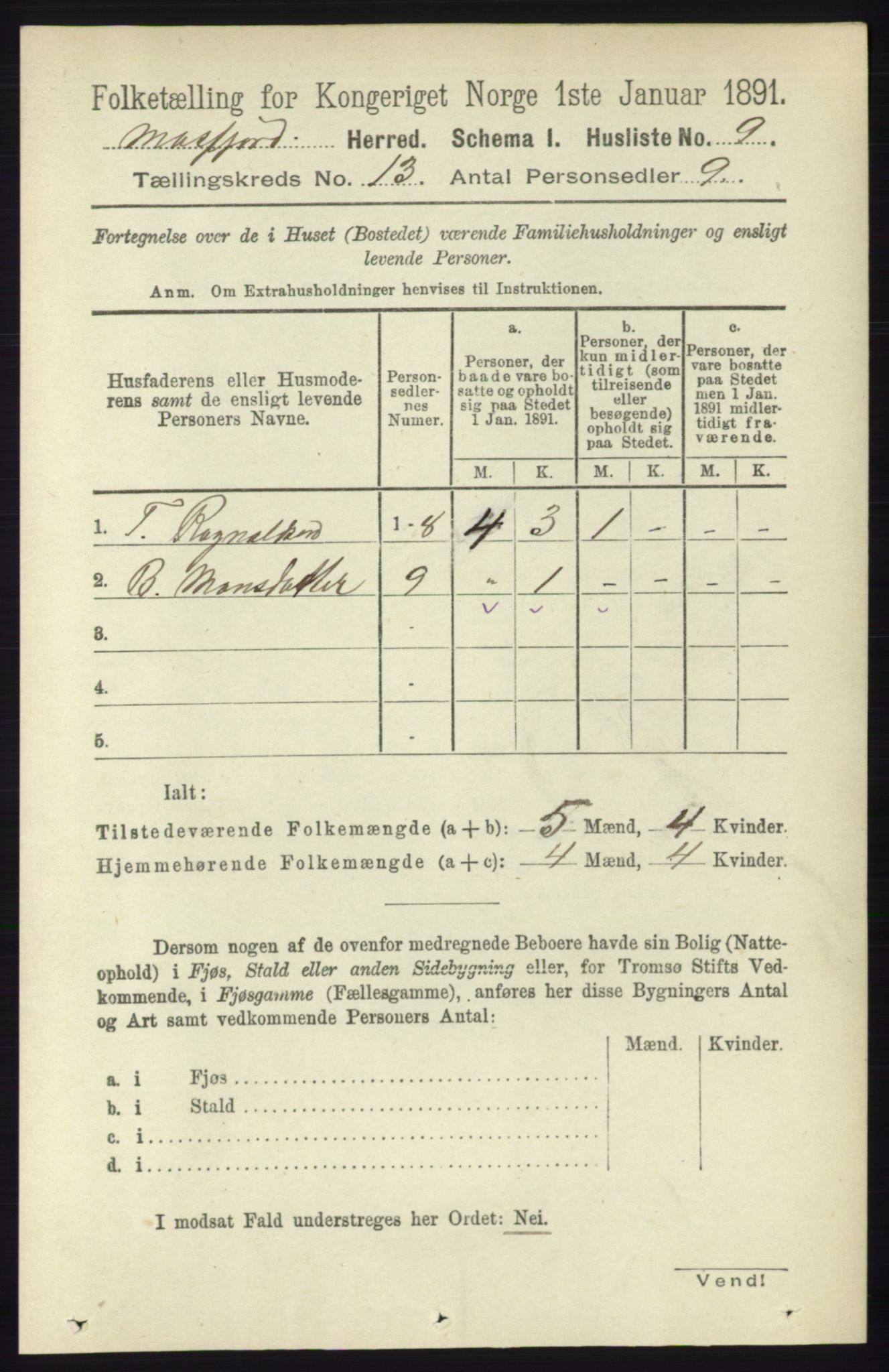 RA, 1891 census for 1266 Masfjorden, 1891, p. 2611