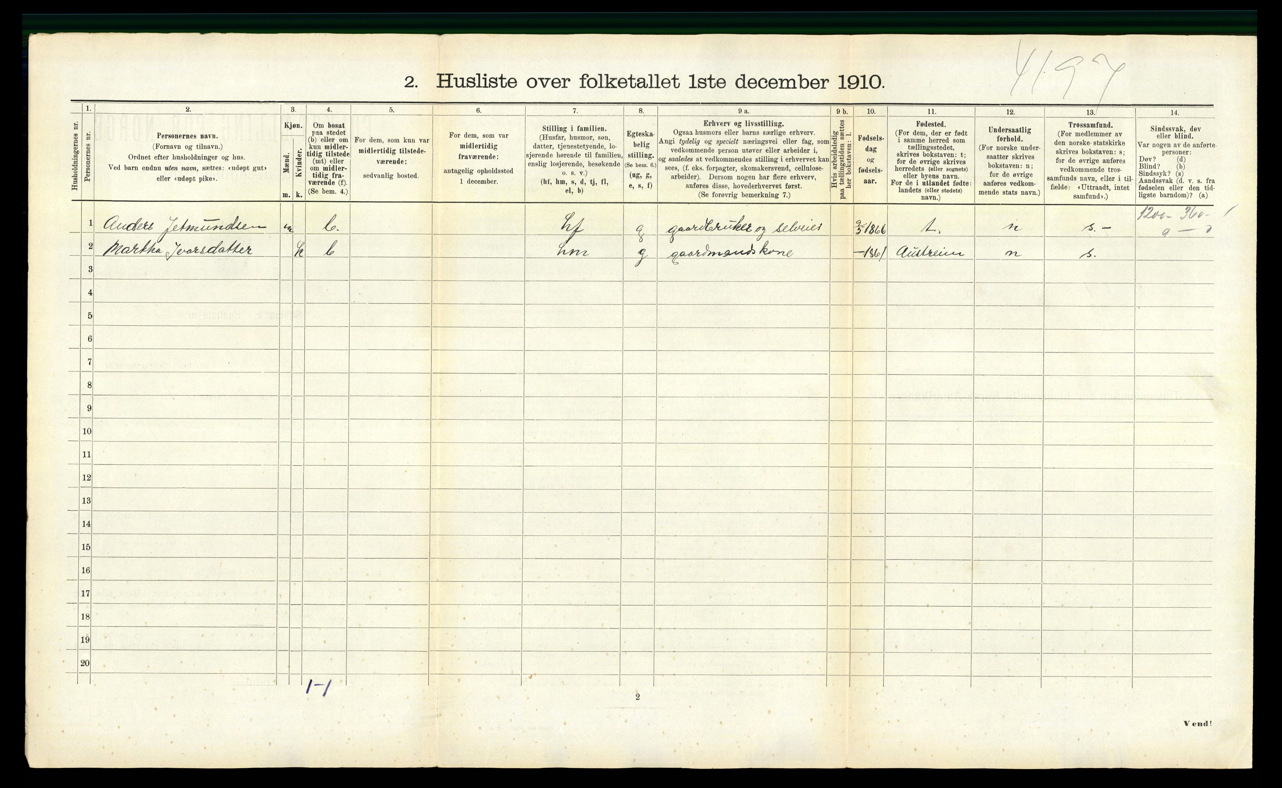 RA, 1910 census for Masfjorden, 1910, p. 67