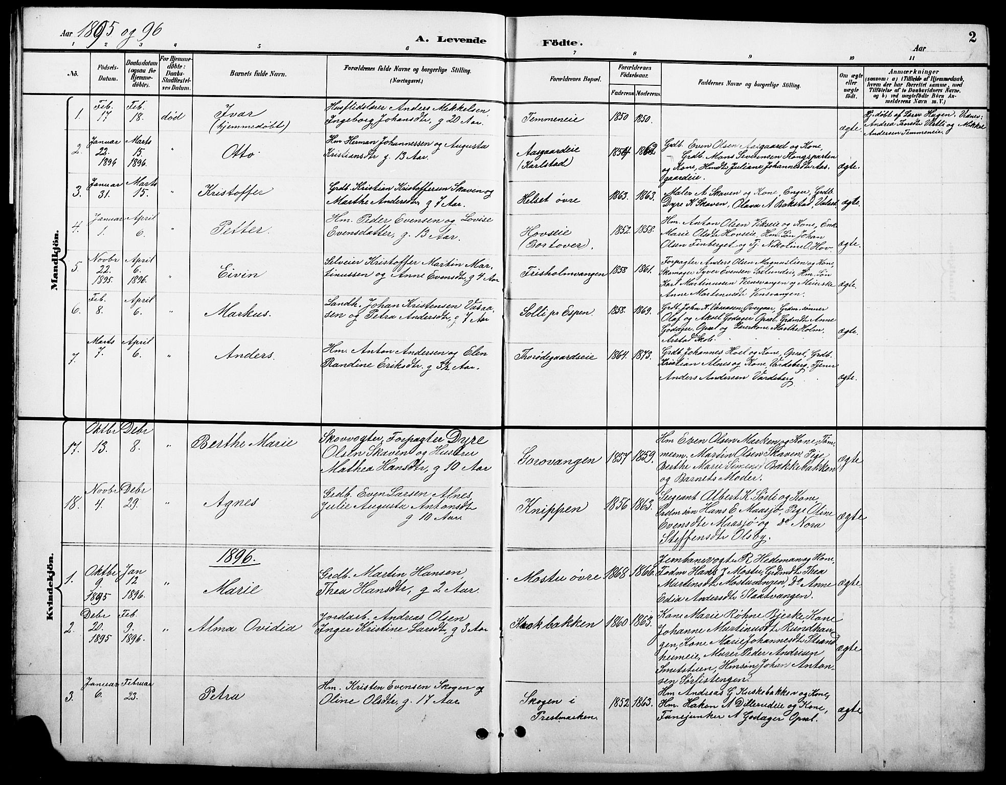Stange prestekontor, SAH/PREST-002/L/L0011: Parish register (copy) no. 11, 1895-1917, p. 2