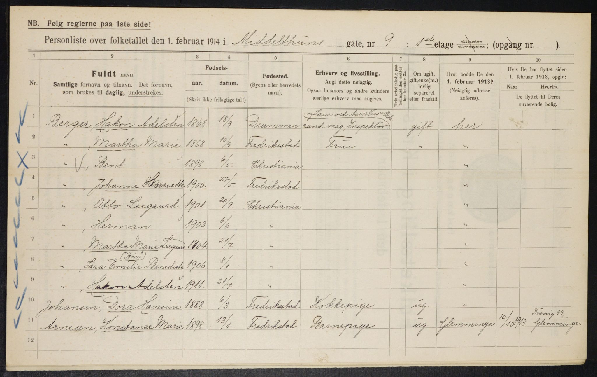 OBA, Municipal Census 1914 for Kristiania, 1914, p. 65279