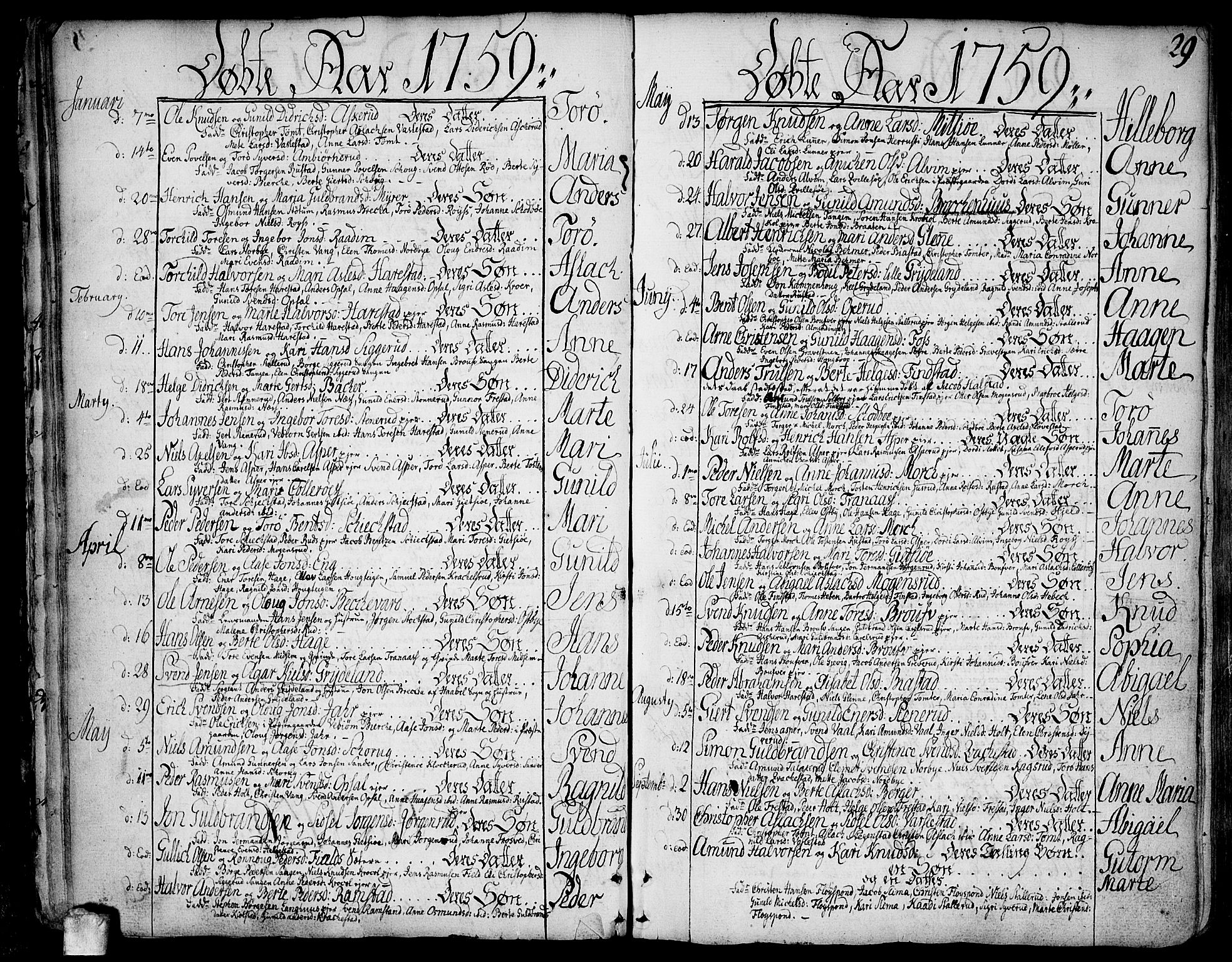 Kråkstad prestekontor Kirkebøker, SAO/A-10125a/F/Fa/L0001: Parish register (official) no. I 1, 1736-1785, p. 29