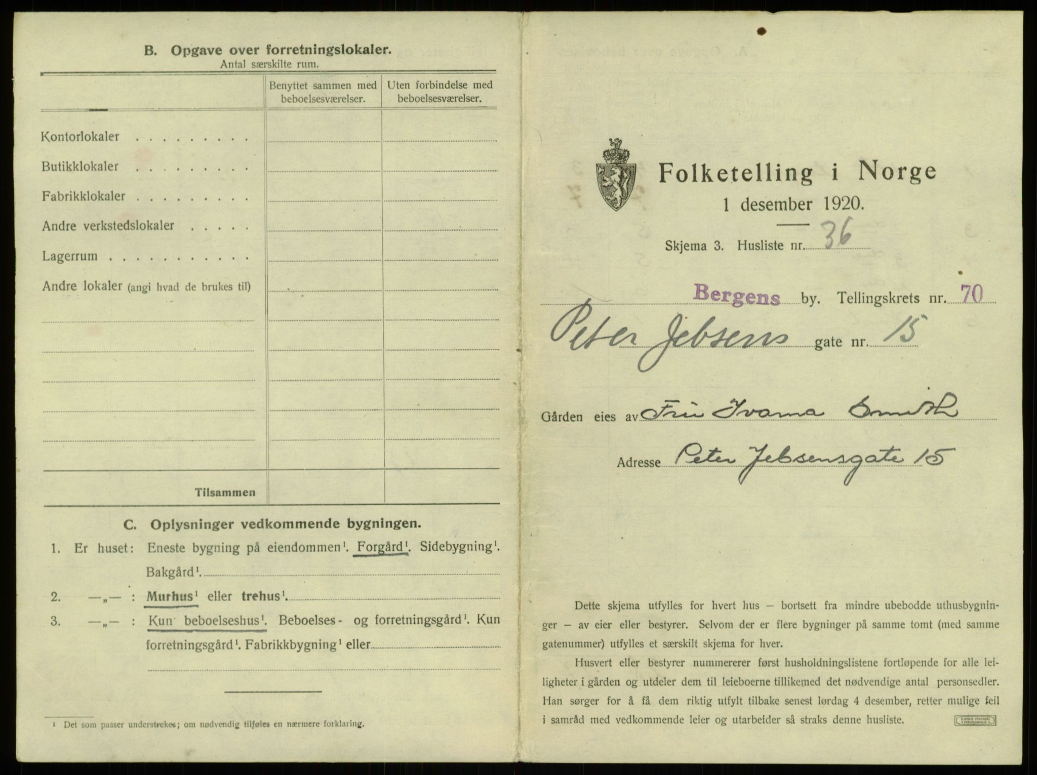 SAB, 1920 census for Bergen, 1920, p. 6345