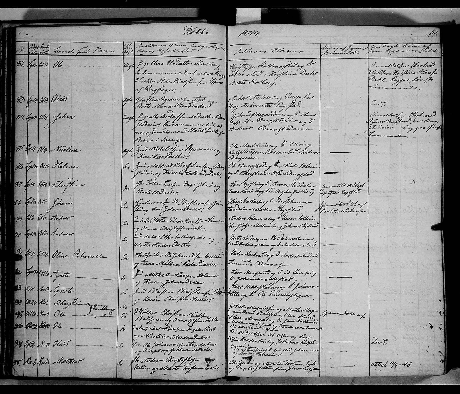 Vardal prestekontor, SAH/PREST-100/H/Ha/Haa/L0005: Parish register (official) no. 5, 1831-1853, p. 59