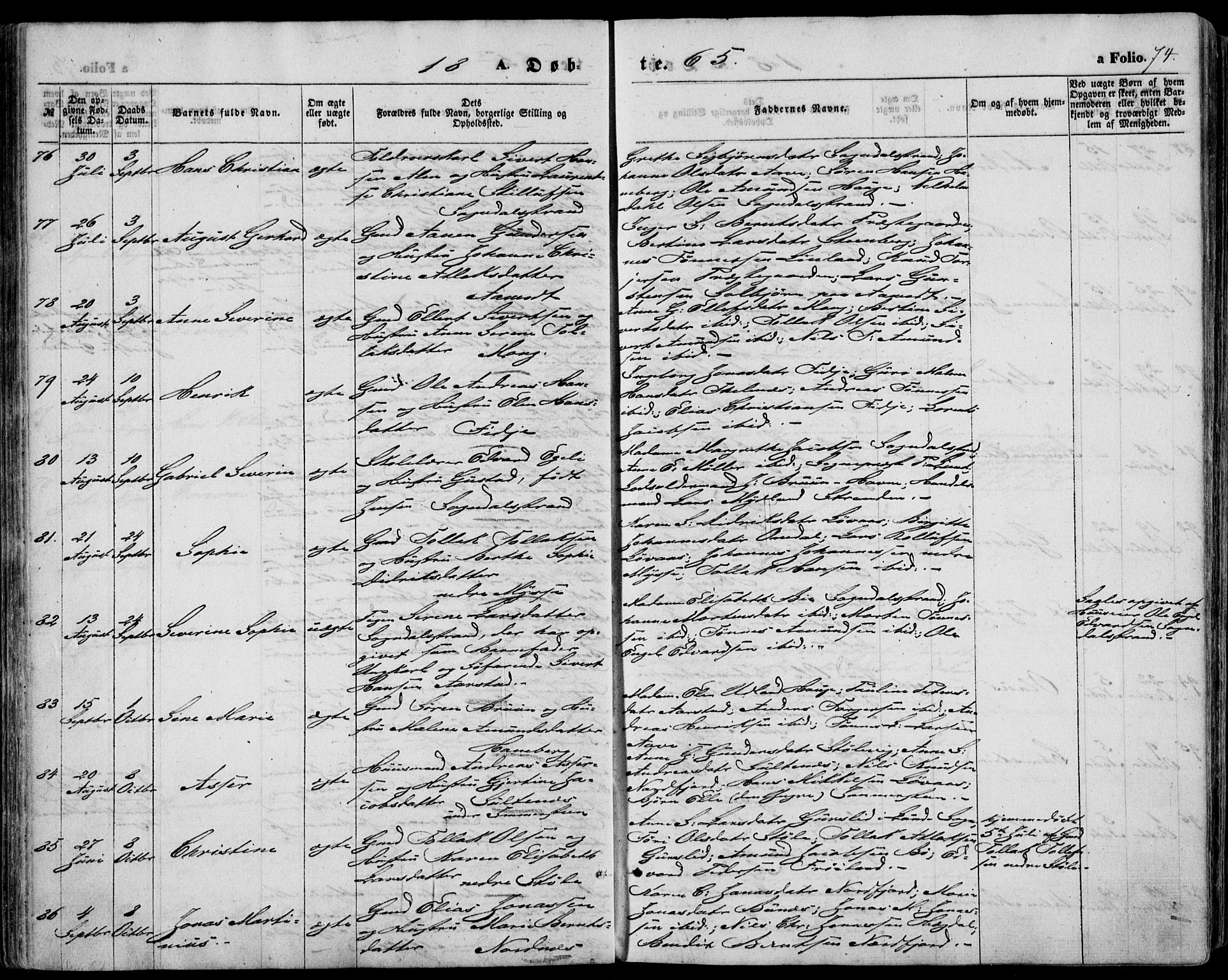 Sokndal sokneprestkontor, SAST/A-101808: Parish register (official) no. A 9, 1857-1874, p. 74