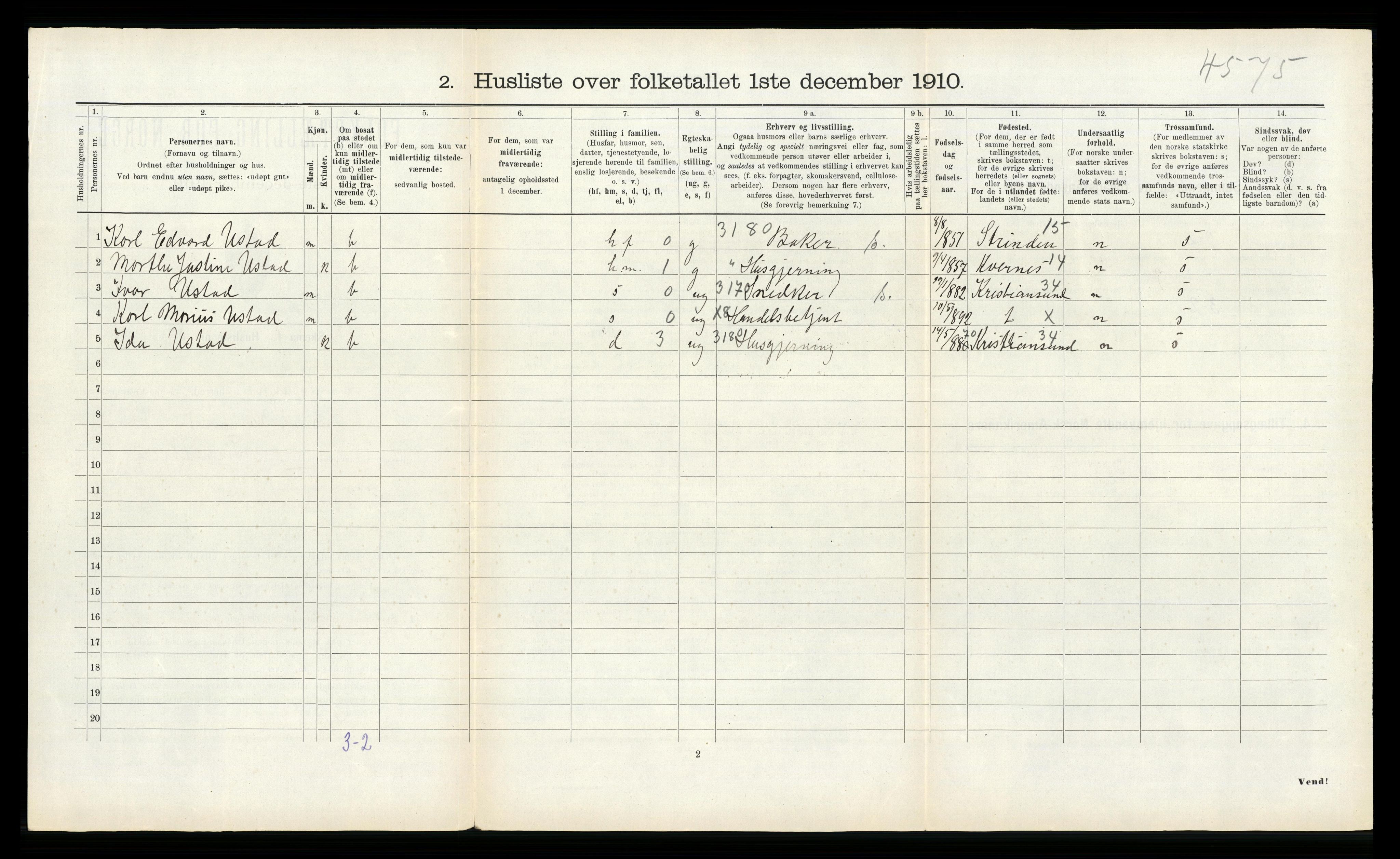 RA, 1910 census for Bjugn, 1910, p. 322