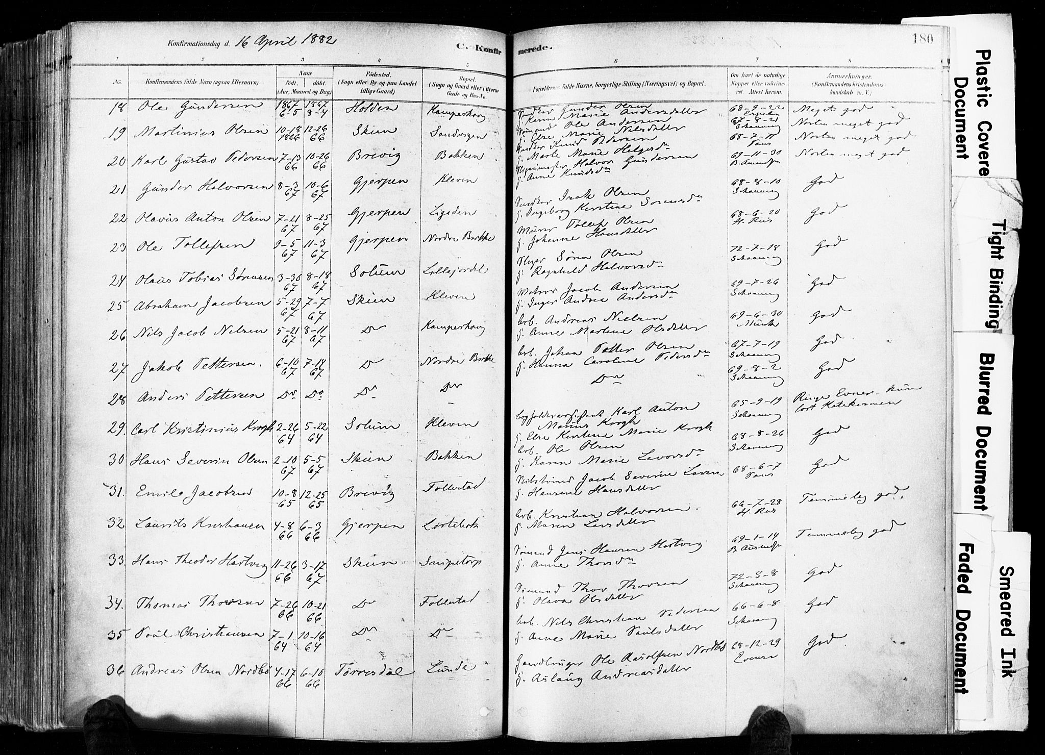 Skien kirkebøker, AV/SAKO-A-302/F/Fa/L0009: Parish register (official) no. 9, 1878-1890, p. 180