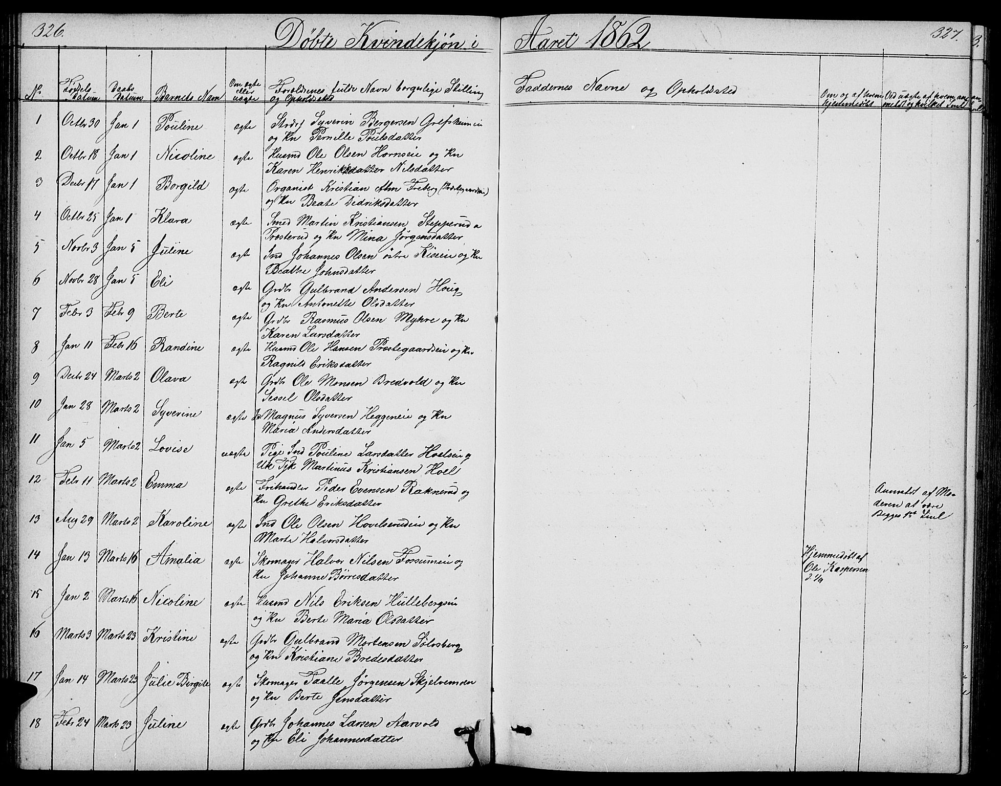 Nes prestekontor, Hedmark, SAH/PREST-020/L/La/L0005: Parish register (copy) no. 5, 1852-1889, p. 326-327