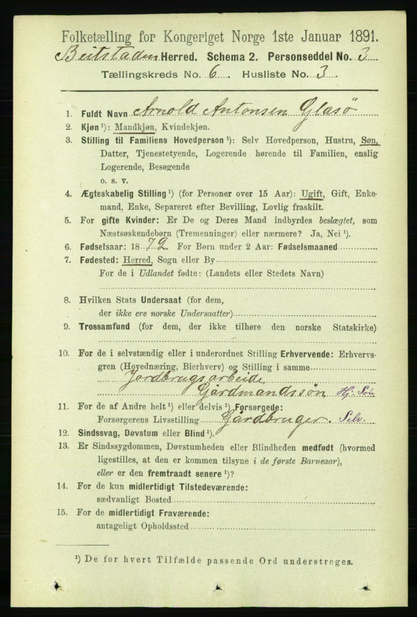 RA, 1891 census for 1727 Beitstad, 1891, p. 1549