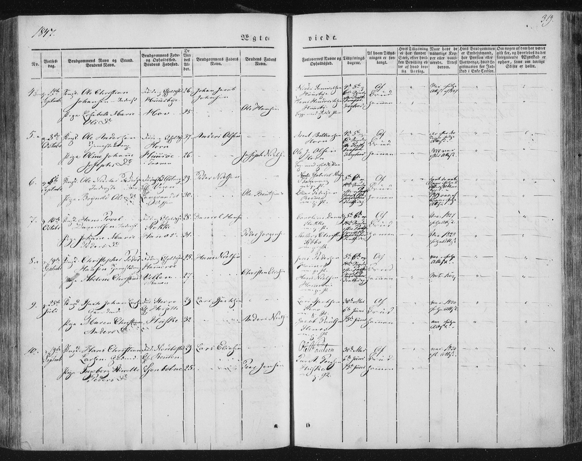 Ministerialprotokoller, klokkerbøker og fødselsregistre - Nordland, AV/SAT-A-1459/838/L0549: Parish register (official) no. 838A07, 1840-1854, p. 319