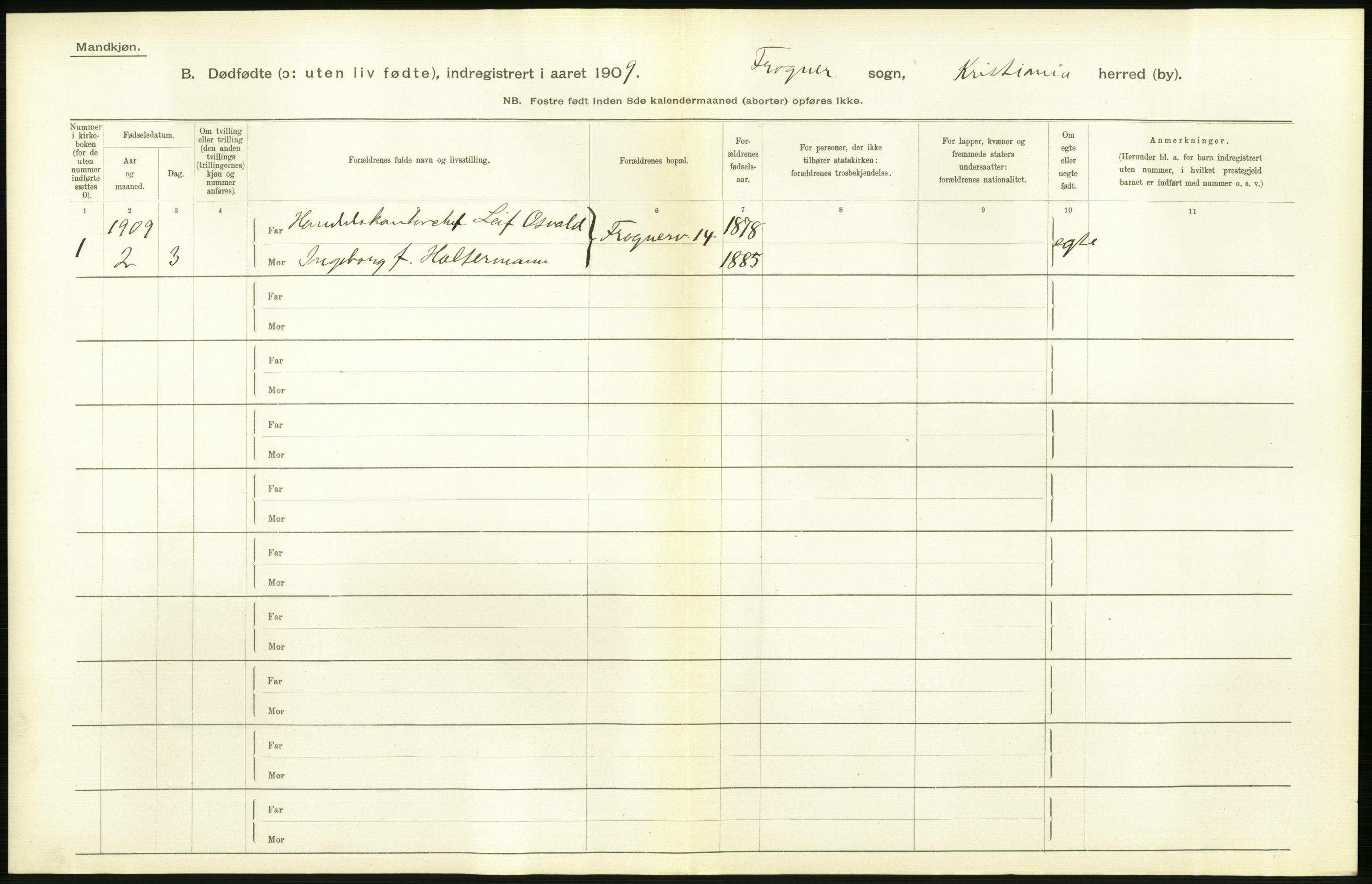 Statistisk sentralbyrå, Sosiodemografiske emner, Befolkning, AV/RA-S-2228/D/Df/Dfa/Dfag/L0010: Kristiania: Døde, dødfødte., 1909, p. 586