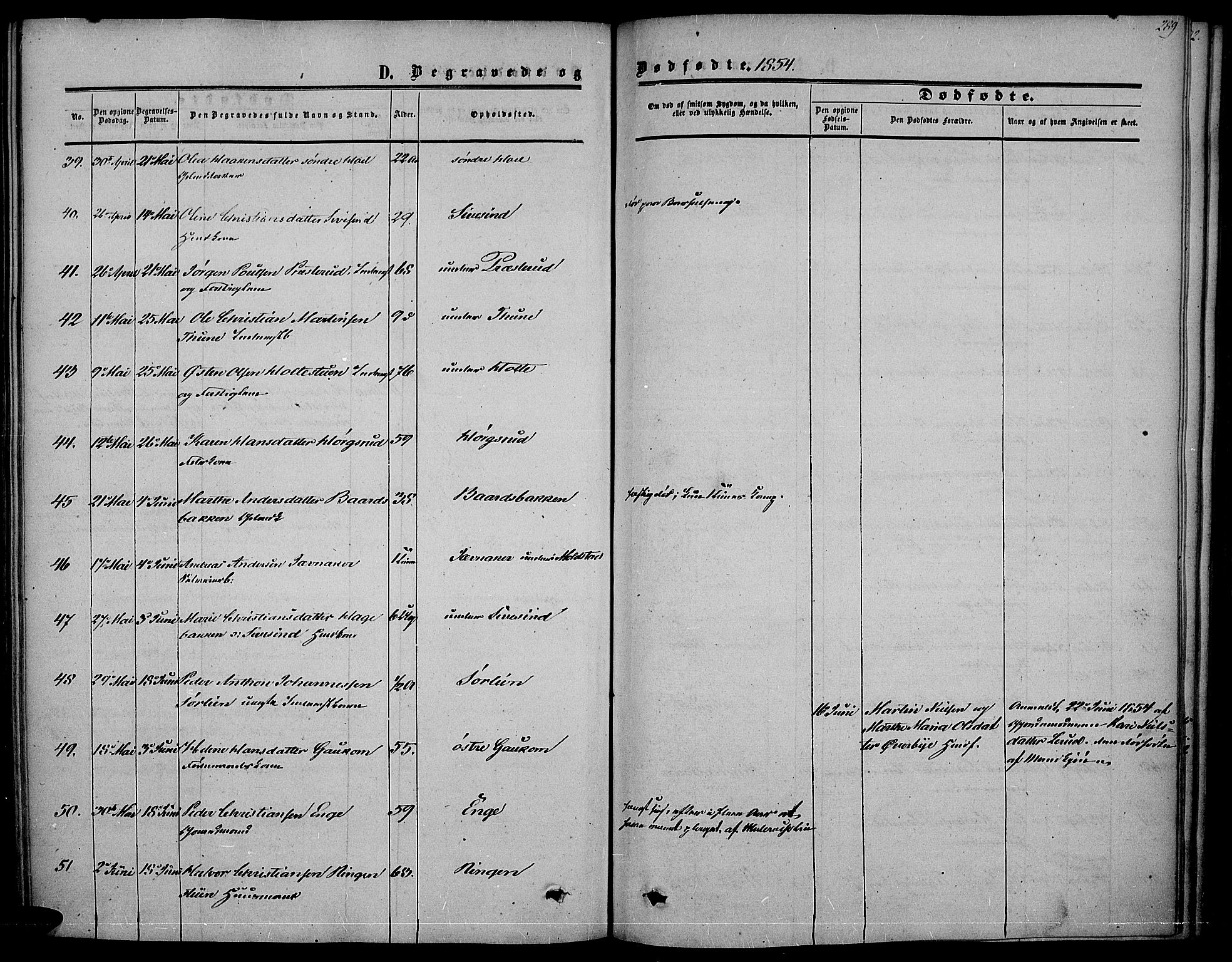 Vestre Toten prestekontor, AV/SAH-PREST-108/H/Ha/Haa/L0005: Parish register (official) no. 5, 1850-1855, p. 289