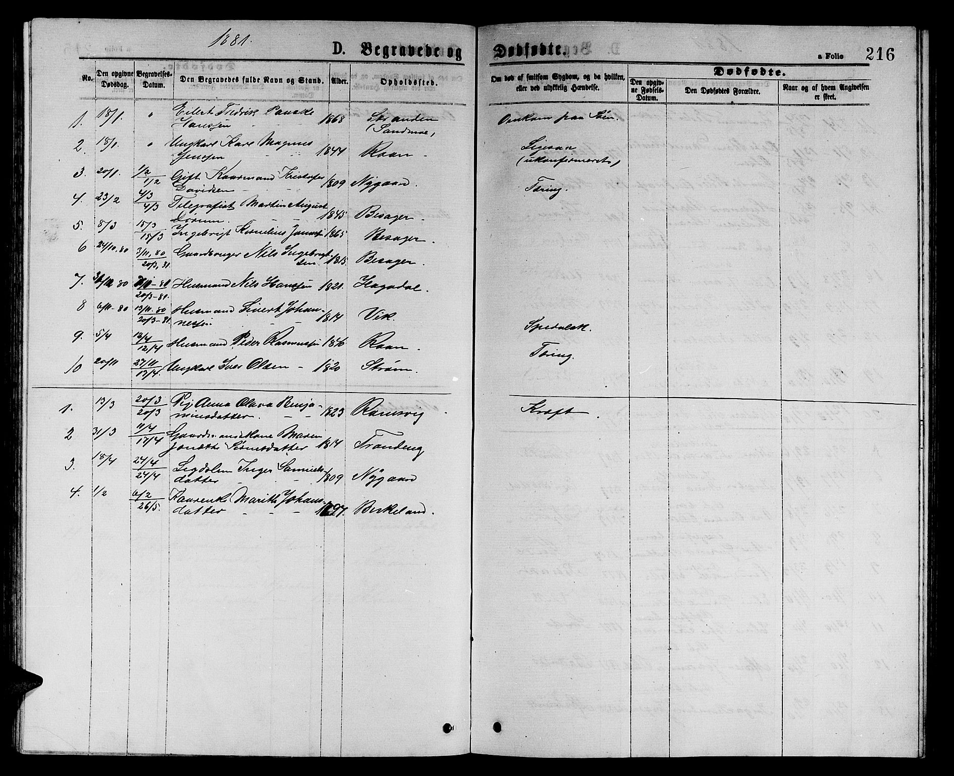 Ministerialprotokoller, klokkerbøker og fødselsregistre - Sør-Trøndelag, SAT/A-1456/657/L0715: Parish register (copy) no. 657C02, 1873-1888, p. 216