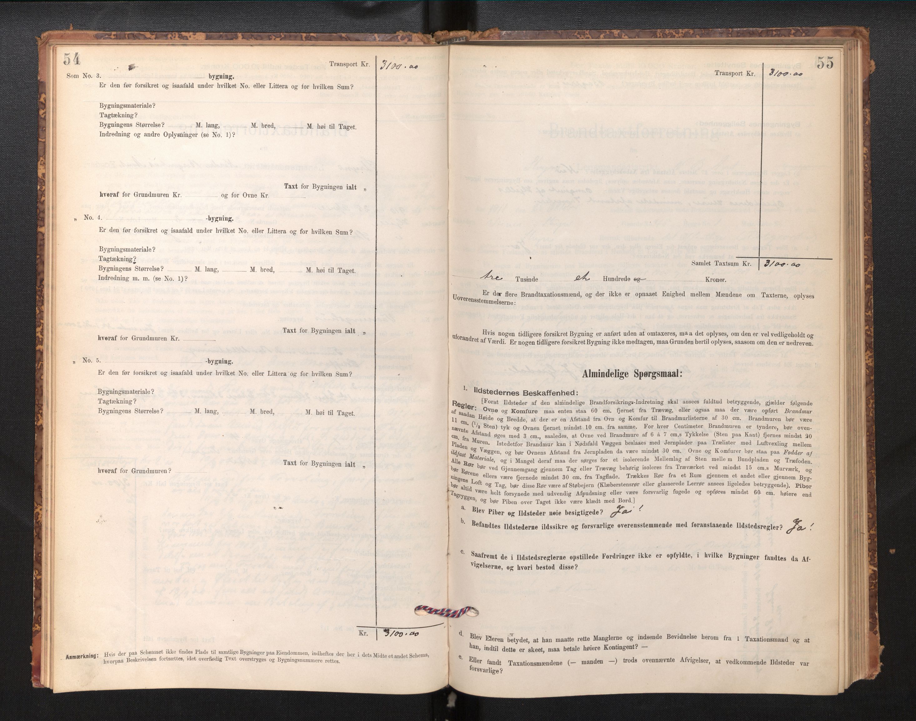 Lensmannen i Stryn og Innvik, SAB/A-30201/0012/L0002: Branntakstprotokoll, skjematakst, 1894-1942, p. 54-55