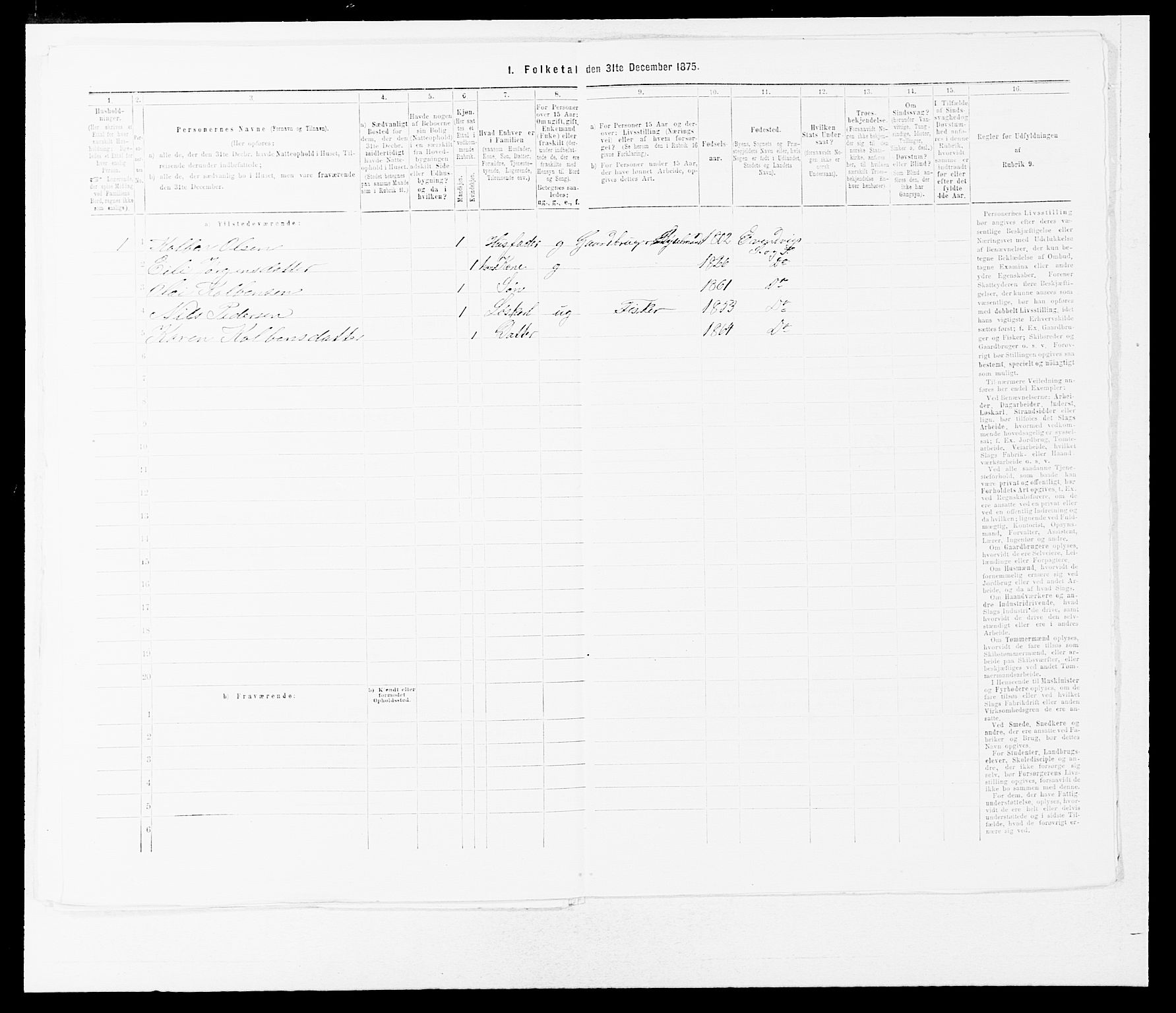 SAB, 1875 census for 1411P Eivindvik, 1875, p. 693