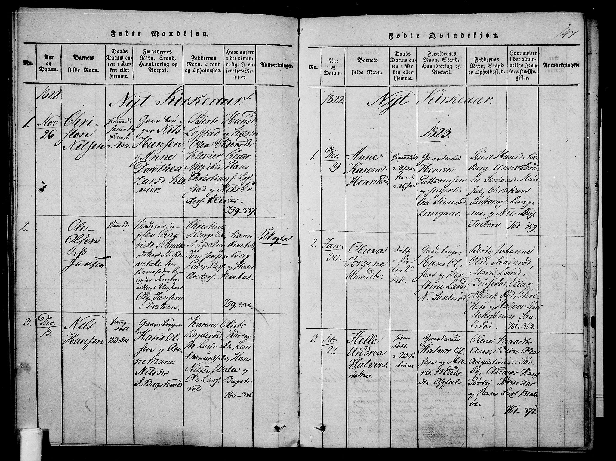 Våle kirkebøker, AV/SAKO-A-334/F/Fa/L0007: Parish register (official) no. I 7, 1814-1824, p. 146-147