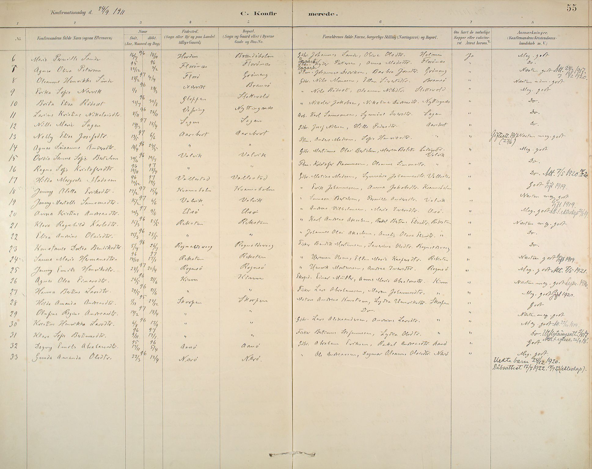 Kinn sokneprestembete, AV/SAB-A-80801/H/Haa/Haab/L0006: Parish register (official) no. B 6, 1883-1925, p. 55