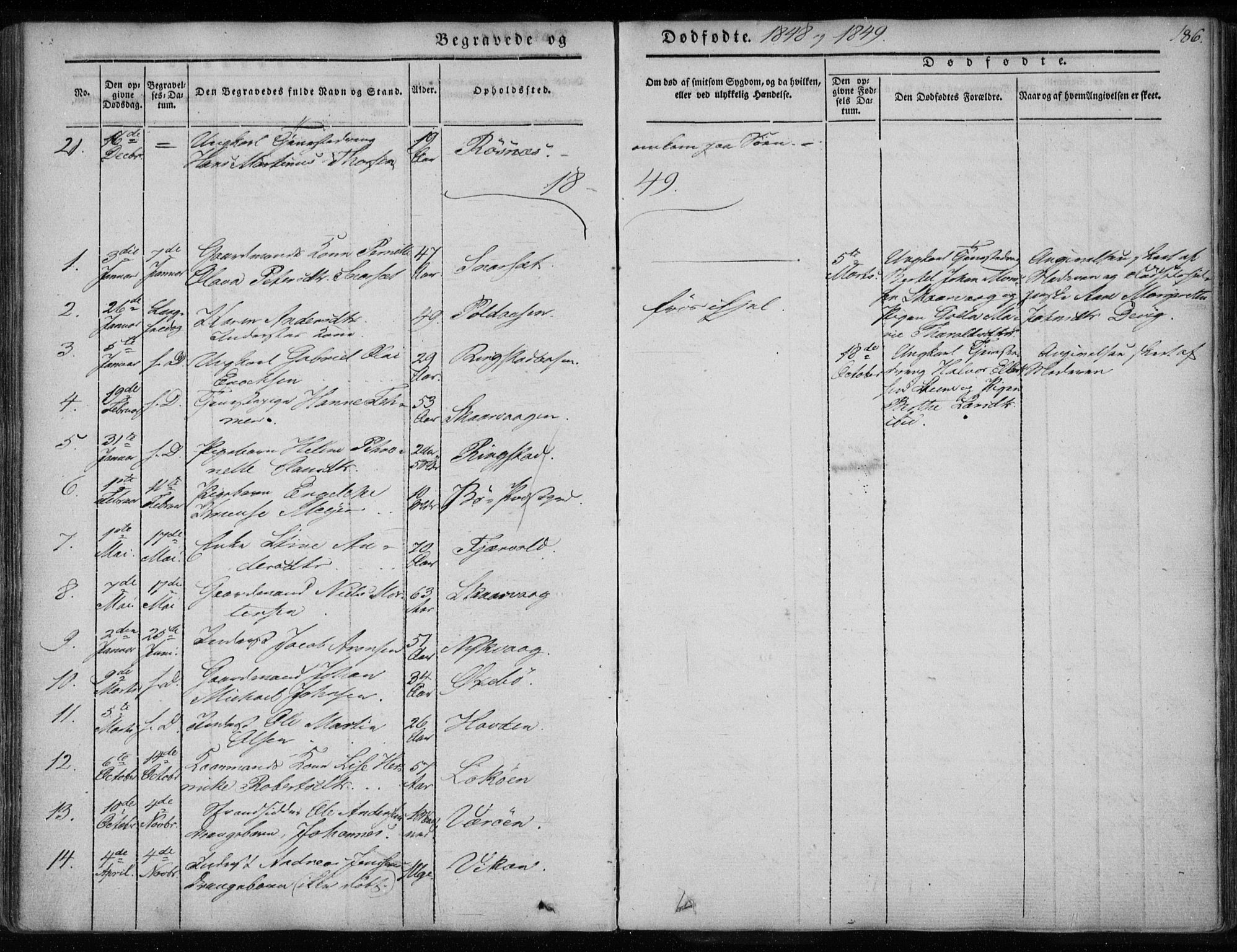 Ministerialprotokoller, klokkerbøker og fødselsregistre - Nordland, AV/SAT-A-1459/891/L1299: Parish register (official) no. 891A04, 1841-1856, p. 186