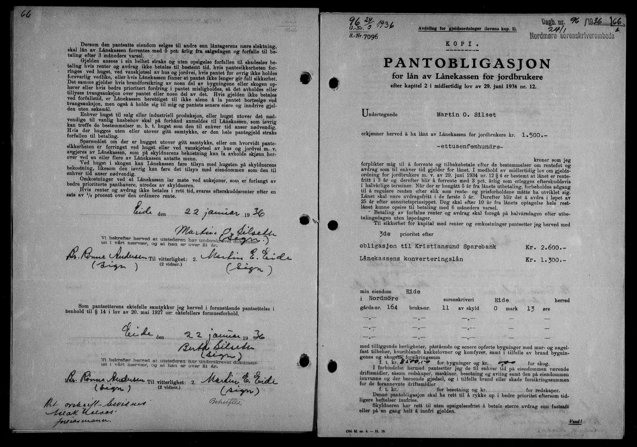 Nordmøre sorenskriveri, AV/SAT-A-4132/1/2/2Ca/L0087: Mortgage book no. 77, 1935-1936, Deed date: 24.01.1936