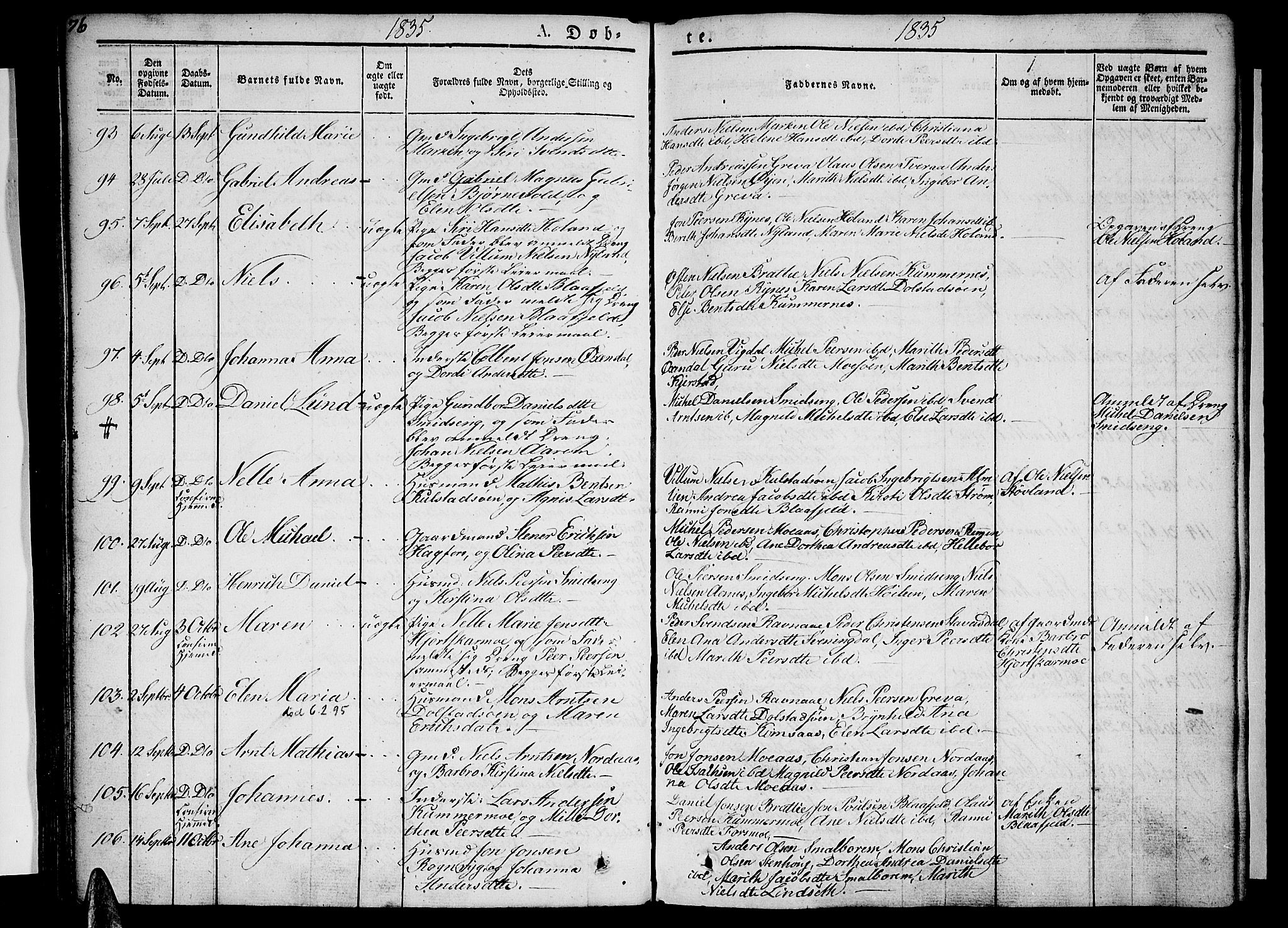Ministerialprotokoller, klokkerbøker og fødselsregistre - Nordland, SAT/A-1459/820/L0289: Parish register (official) no. 820A10, 1826-1845, p. 76