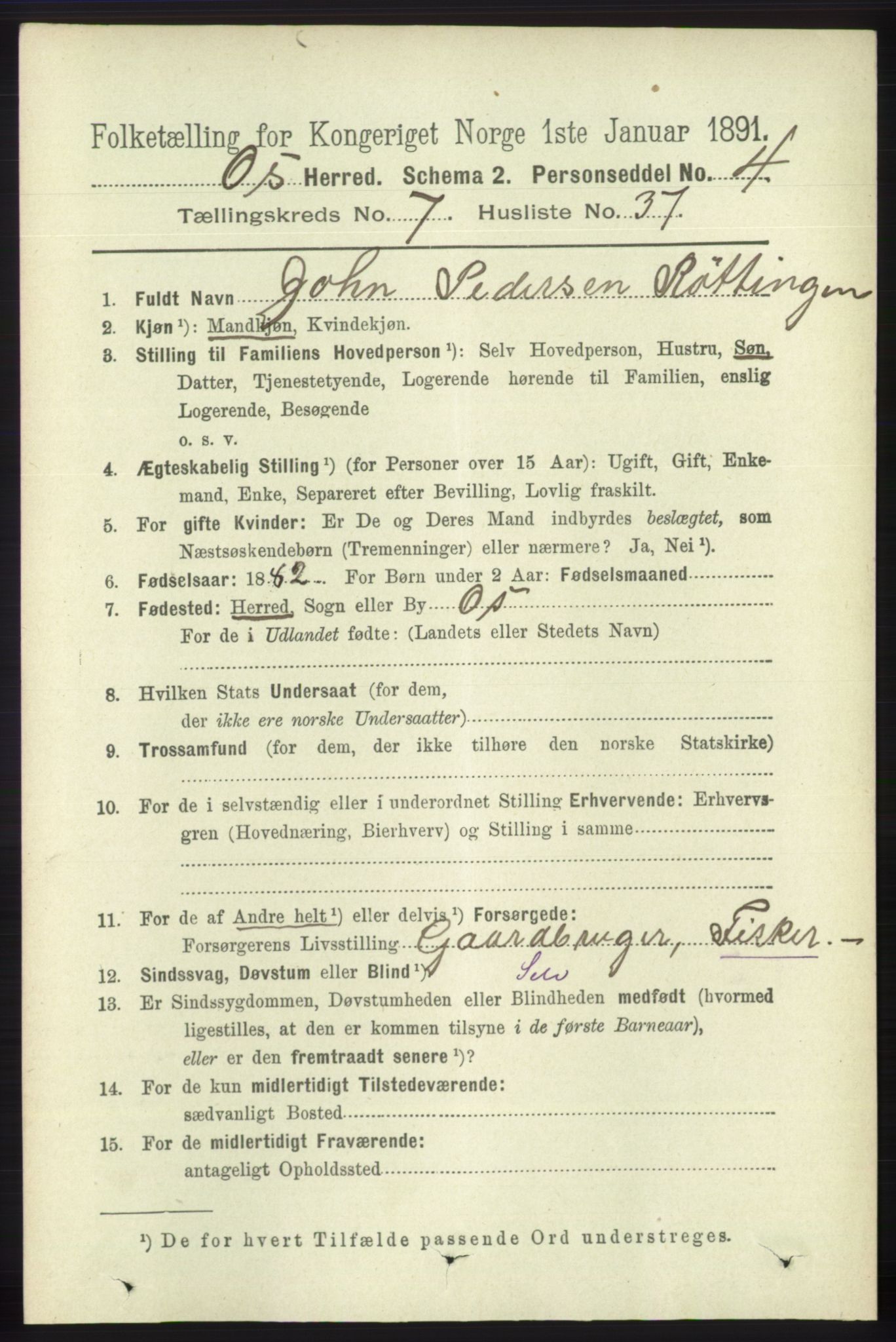 RA, 1891 census for 1243 Os, 1891, p. 1818