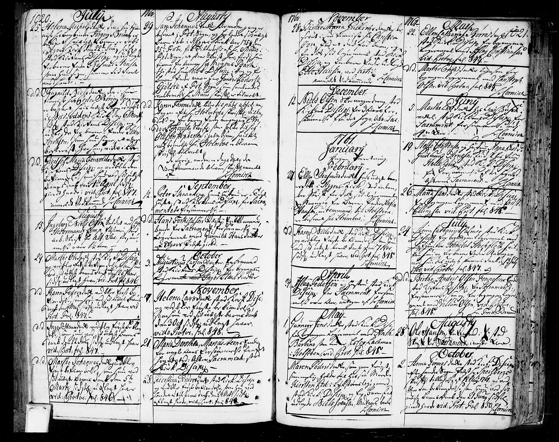 Oslo domkirke Kirkebøker, SAO/A-10752/F/Fa/L0004: Parish register (official) no. 4, 1743-1786, p. 1020-1021