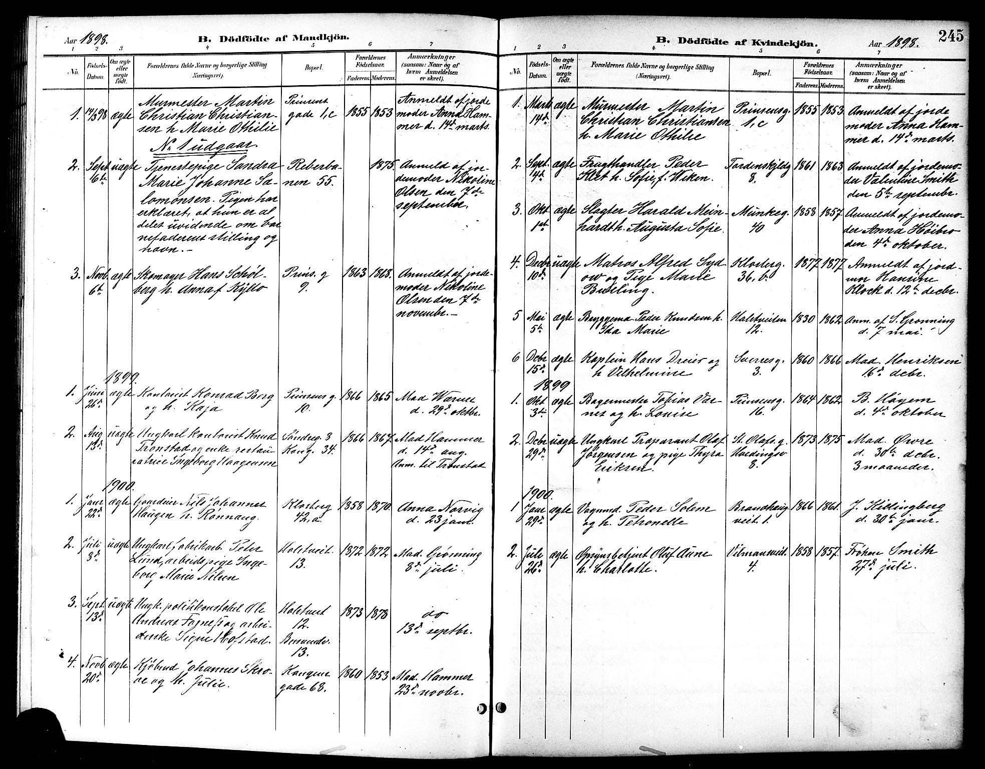 Ministerialprotokoller, klokkerbøker og fødselsregistre - Sør-Trøndelag, SAT/A-1456/601/L0094: Parish register (copy) no. 601C12, 1898-1911, p. 245