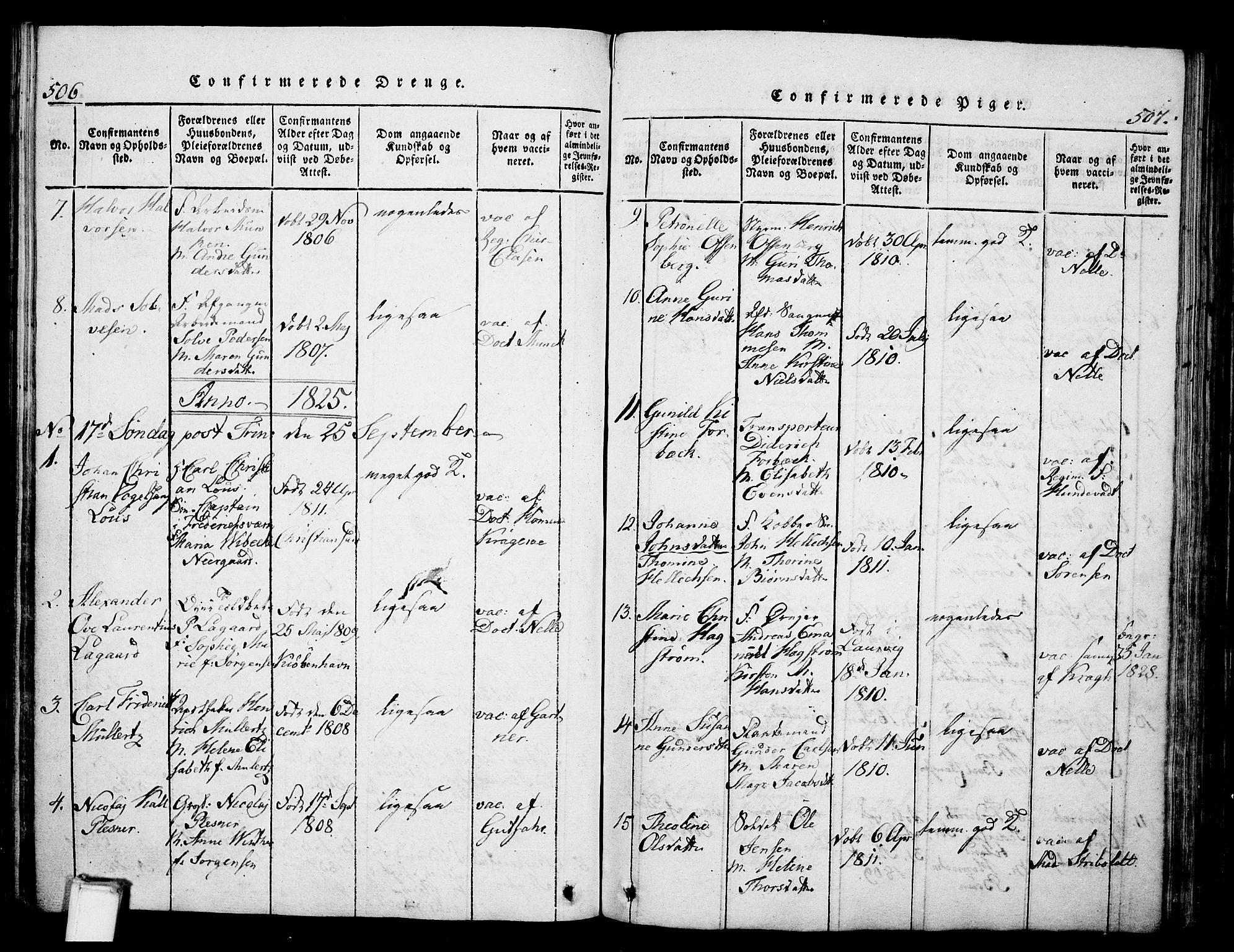 Skien kirkebøker, SAKO/A-302/G/Ga/L0002: Parish register (copy) no. 2, 1814-1842, p. 506-507