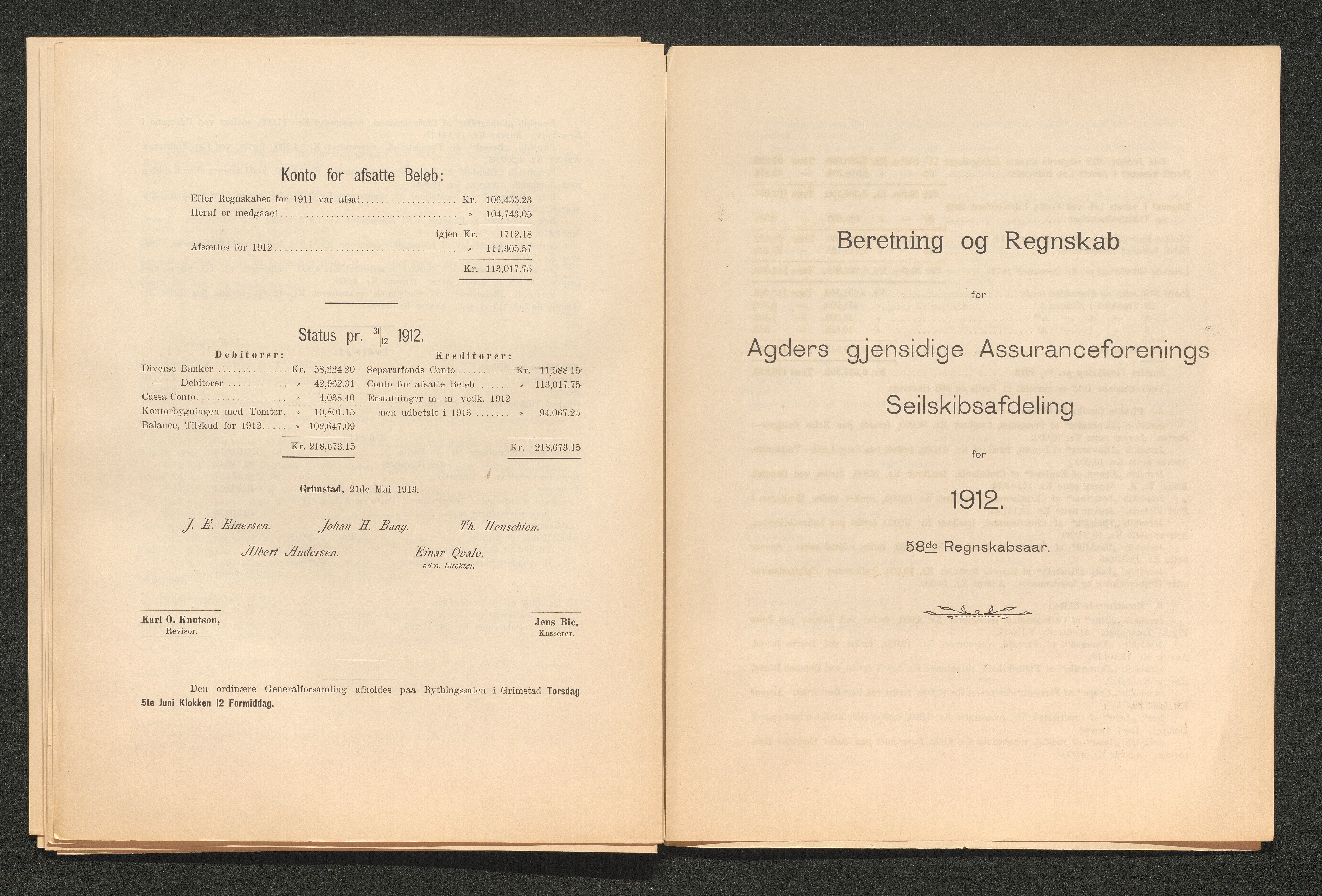 Agders Gjensidige Assuranceforening, AAKS/PA-1718/05/L0003: Regnskap, seilavdeling, pakkesak, 1890-1912