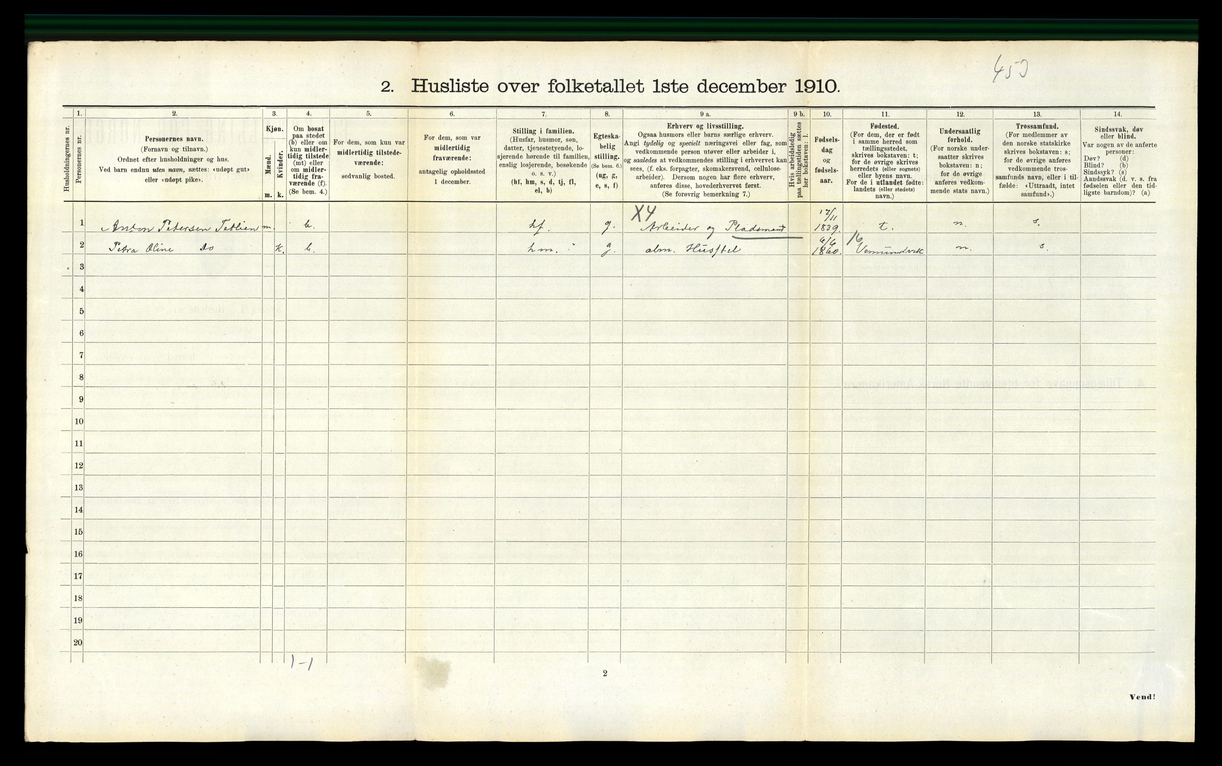 RA, 1910 census for Overhalla, 1910, p. 270