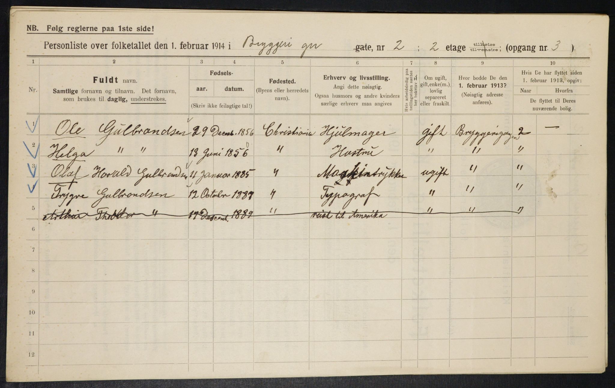 OBA, Municipal Census 1914 for Kristiania, 1914, p. 10069