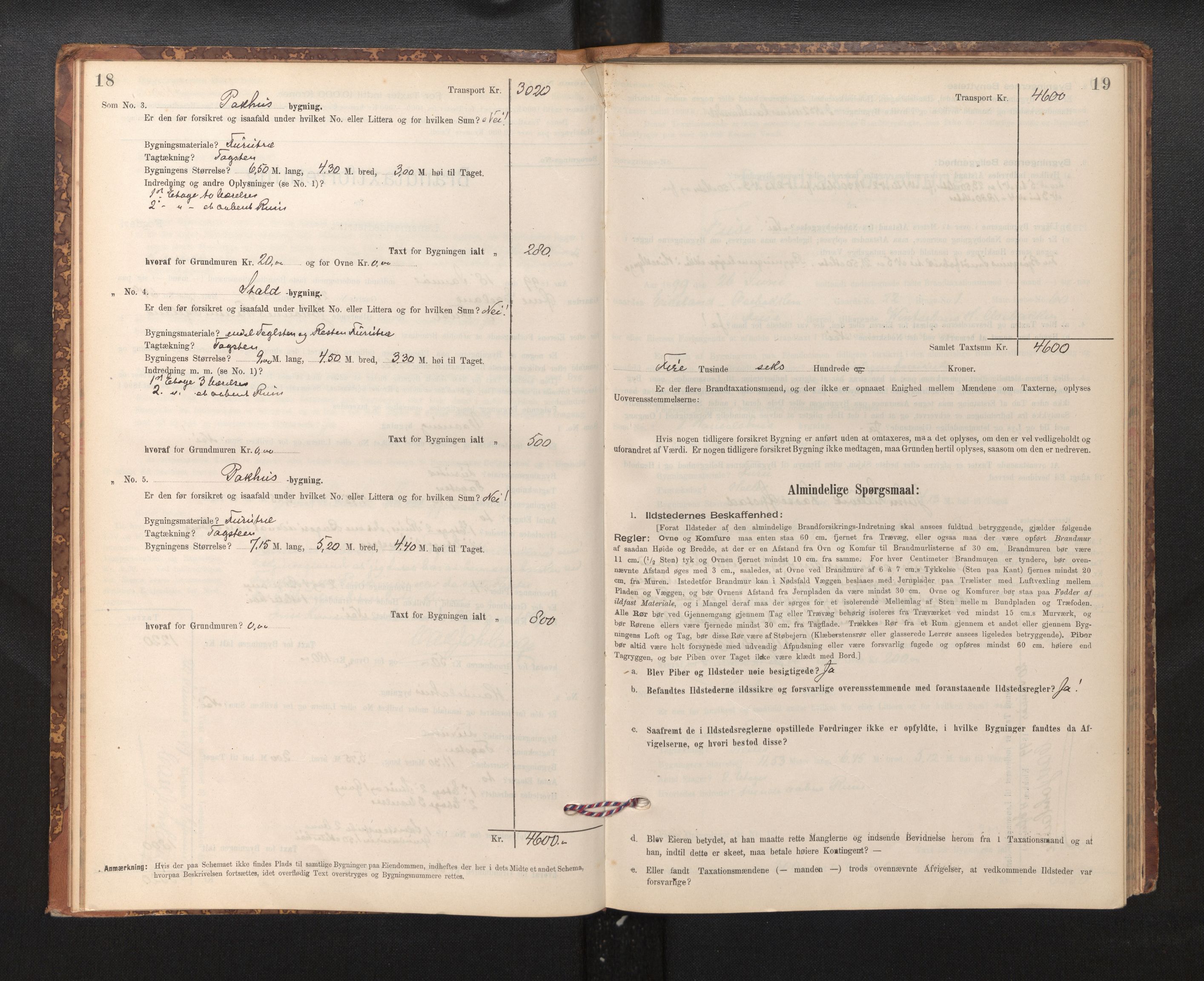Lensmannen i Fusa, AV/SAB-A-32401/1/0012/L0003: Branntakstprotokoll, skjematakst, 1895-1950, p. 18-19