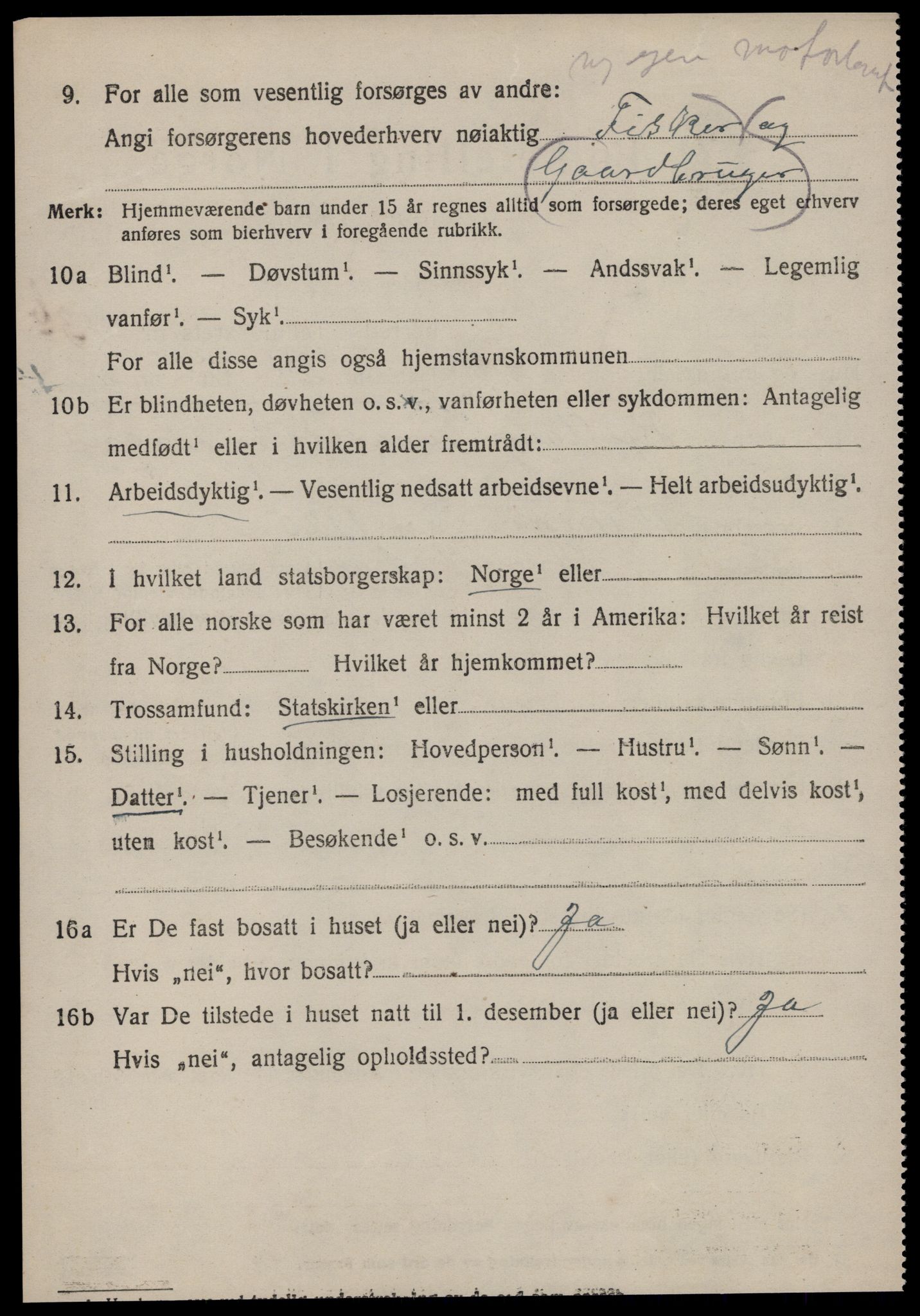 SAT, 1920 census for Sande (MR), 1920, p. 2961