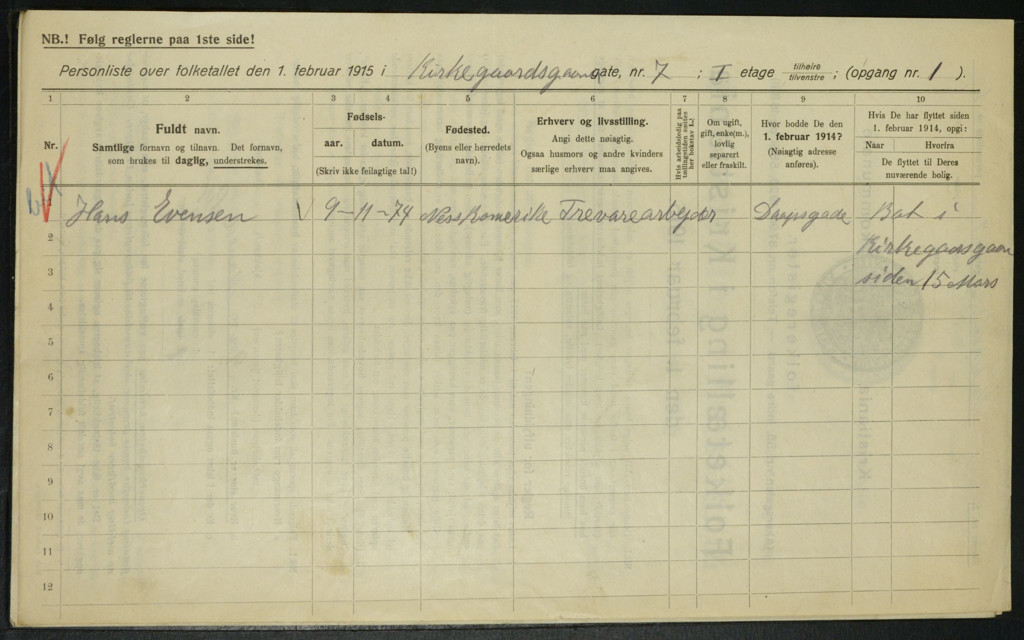 OBA, Municipal Census 1915 for Kristiania, 1915, p. 49539