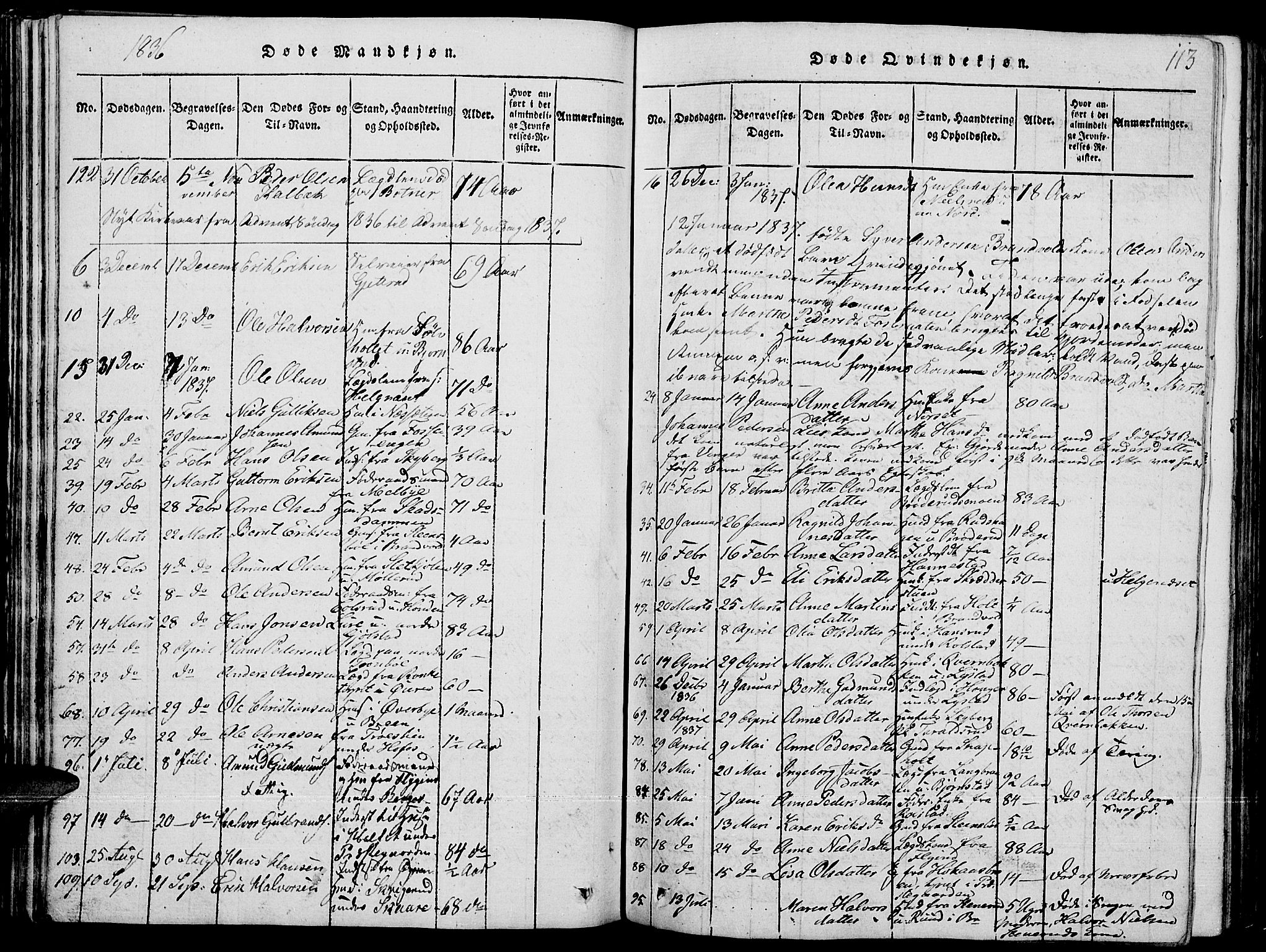 Grue prestekontor, SAH/PREST-036/H/Ha/Hab/L0001: Parish register (copy) no. 1, 1814-1841, p. 113