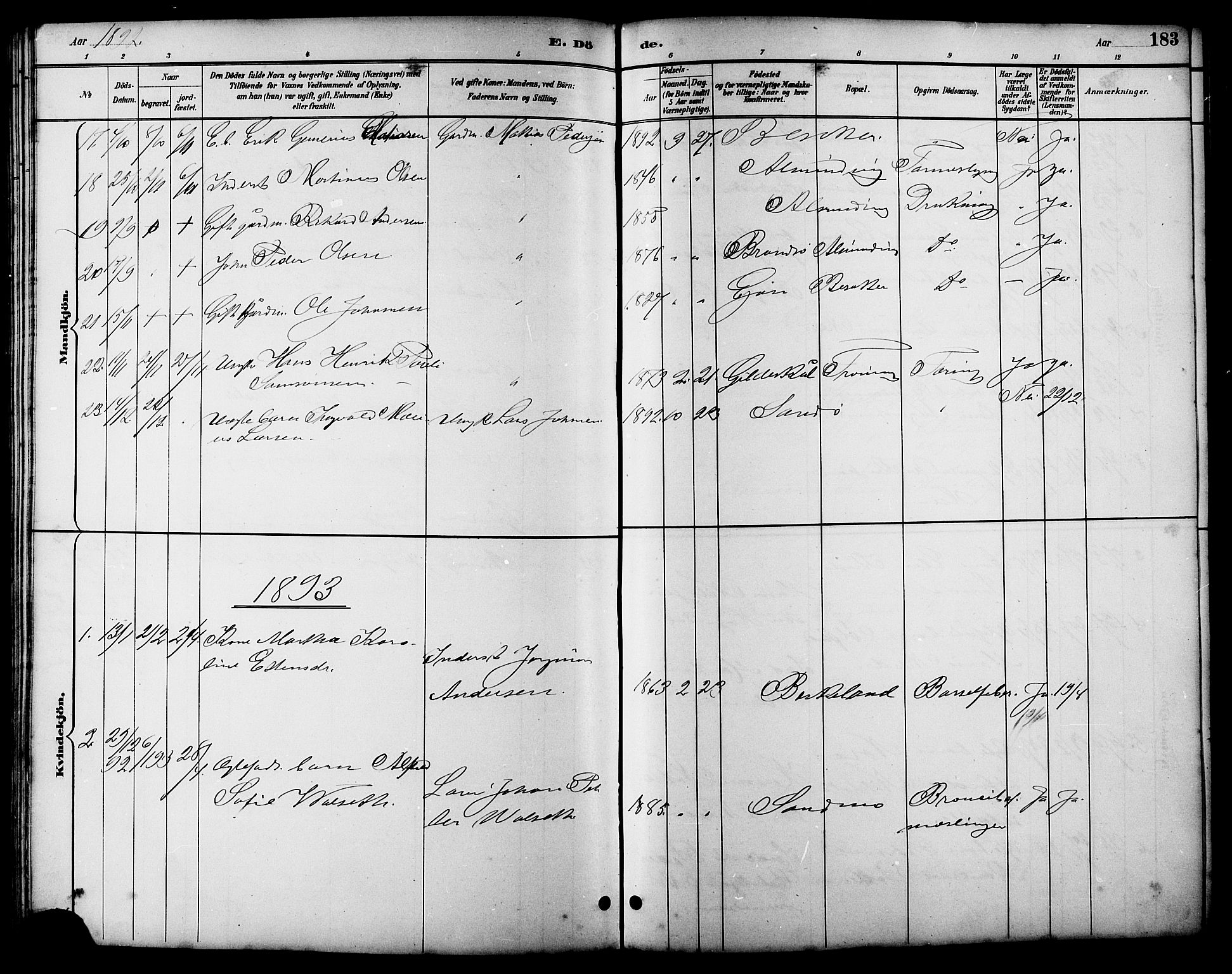 Ministerialprotokoller, klokkerbøker og fødselsregistre - Sør-Trøndelag, SAT/A-1456/657/L0716: Parish register (copy) no. 657C03, 1889-1904, p. 183
