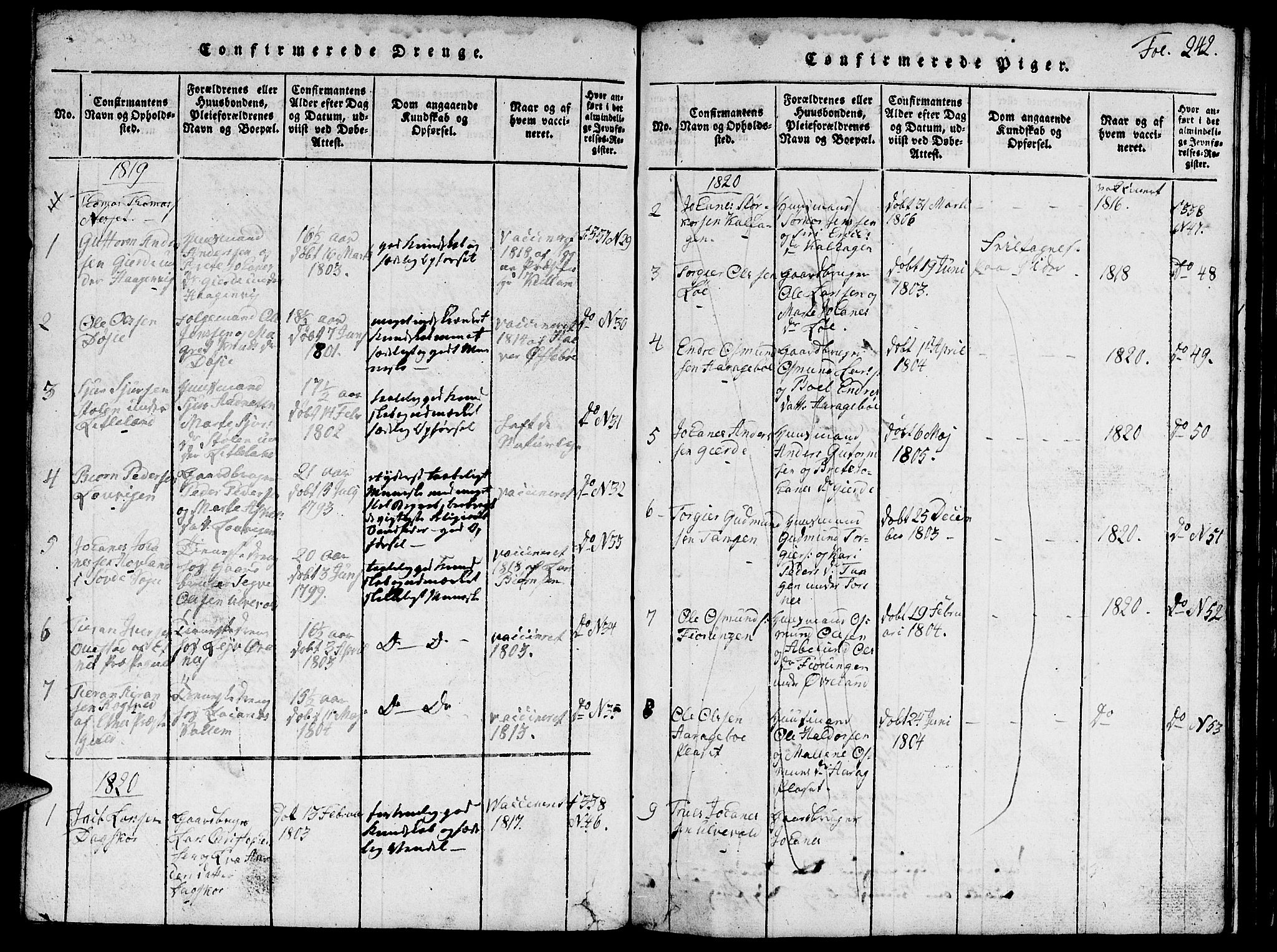 Vikedal sokneprestkontor, AV/SAST-A-101840/01/V: Parish register (copy) no. B 1, 1816-1853, p. 242