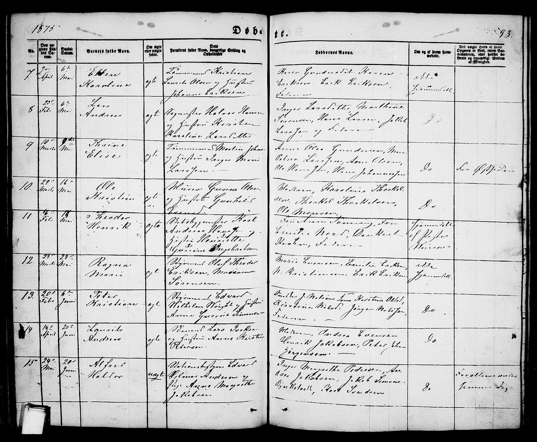 Porsgrunn kirkebøker , AV/SAKO-A-104/G/Ga/L0002: Parish register (copy) no. I 2, 1847-1877, p. 93